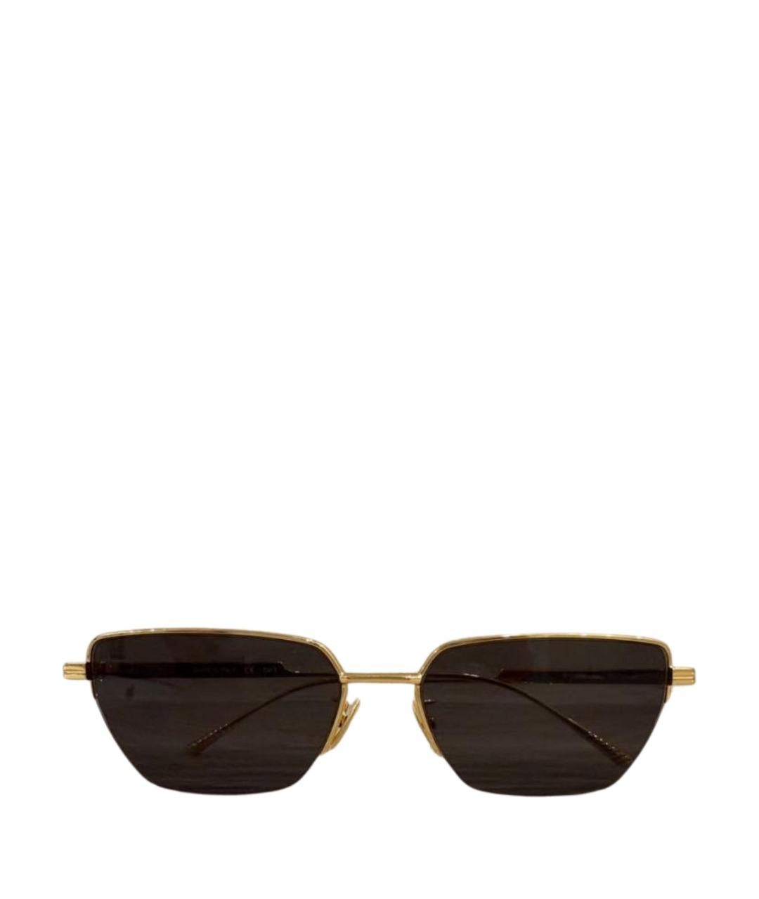 BOTTEGA VENETA Золотые металлические солнцезащитные очки, фото 1