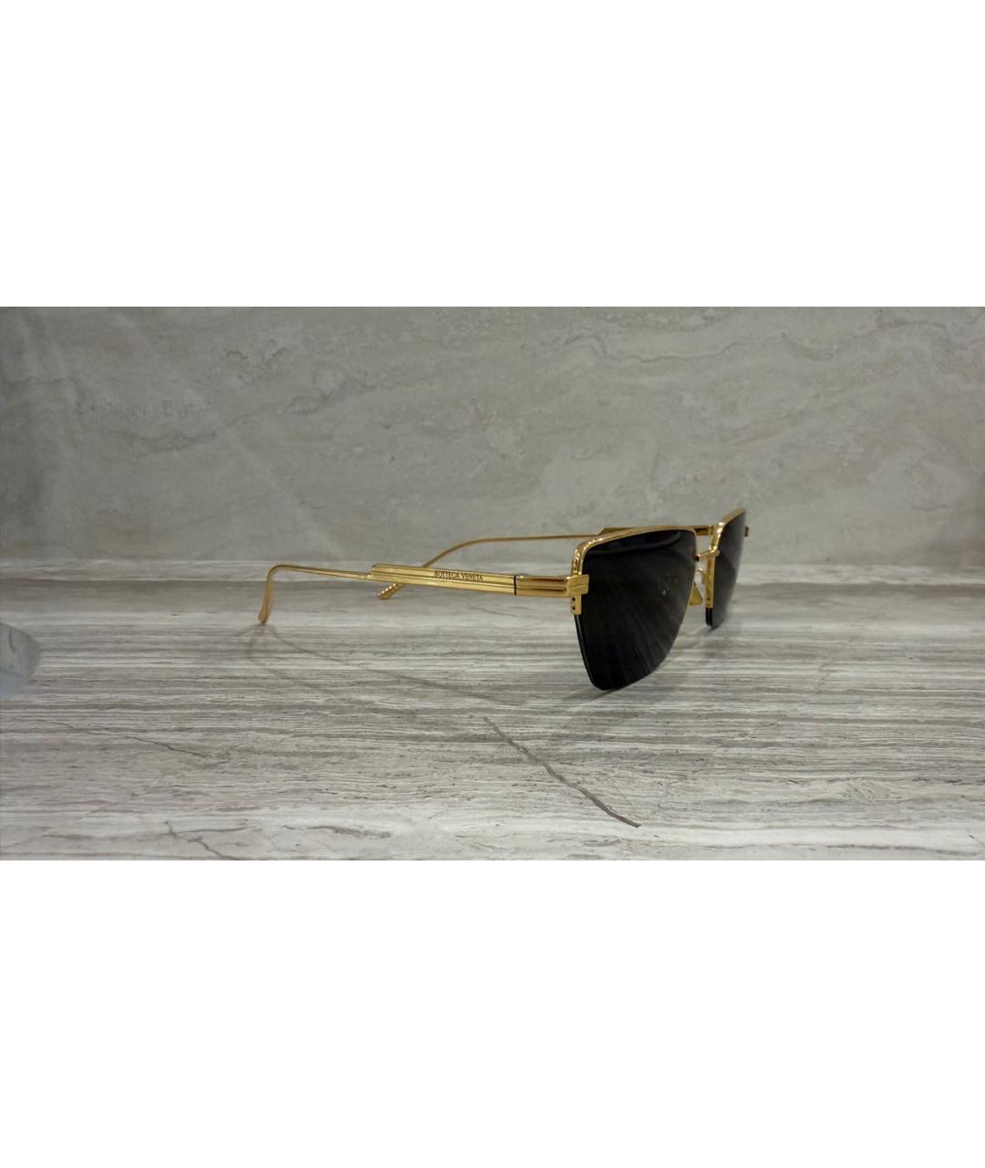 BOTTEGA VENETA Золотые металлические солнцезащитные очки, фото 2