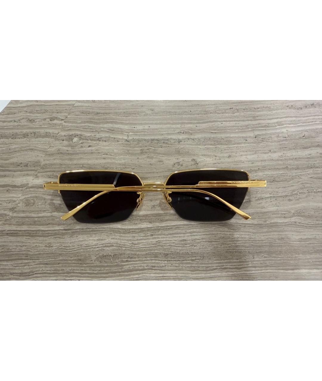 BOTTEGA VENETA Золотые металлические солнцезащитные очки, фото 5