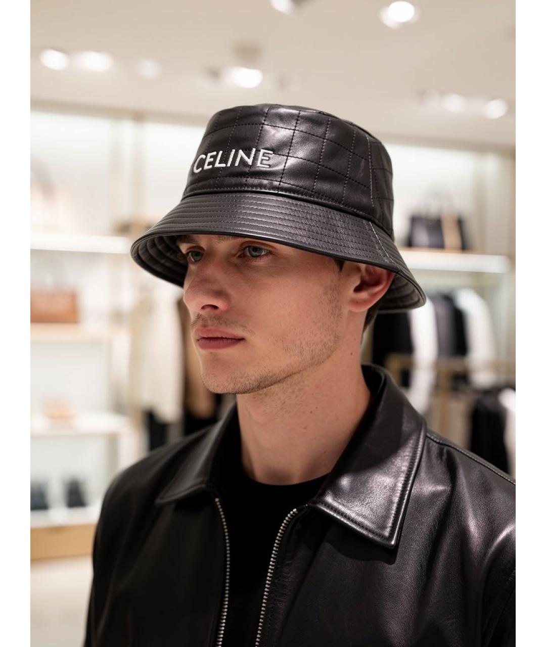 CELINE Черная кожаная кепка/бейсболка, фото 7