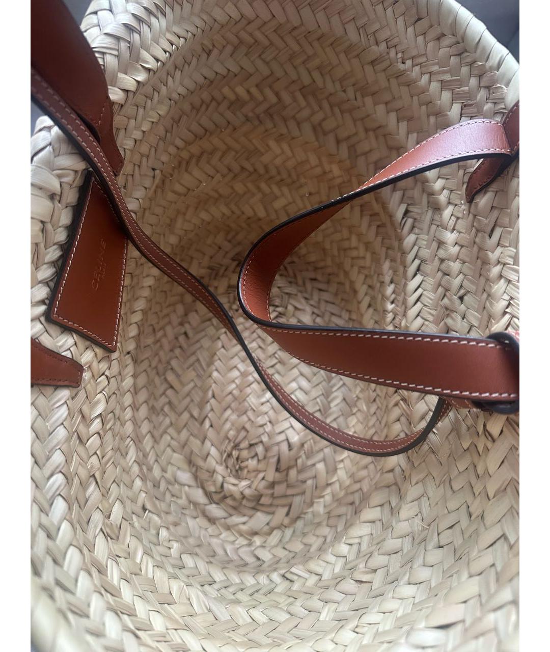 CELINE Бежевая пелетеная пляжная сумка, фото 4