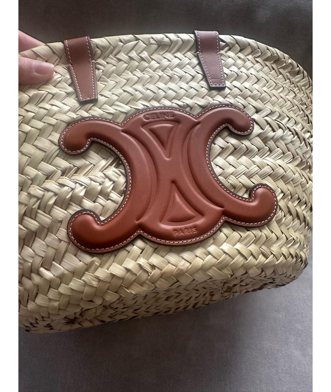 CELINE Бежевая пелетеная пляжная сумка, фото 2
