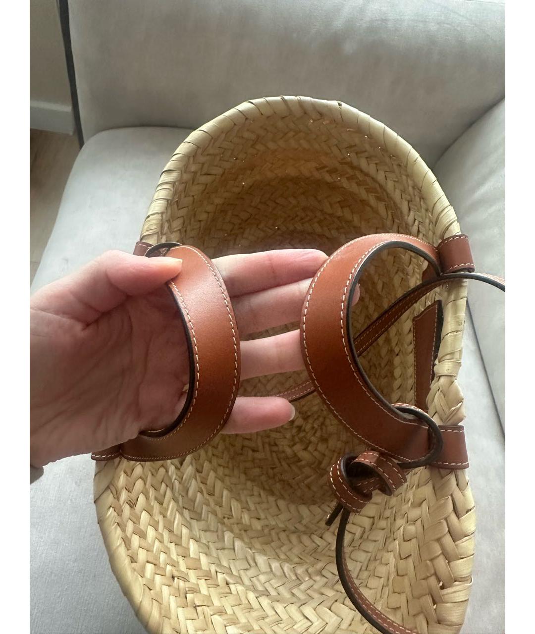 CELINE Бежевая пелетеная пляжная сумка, фото 6