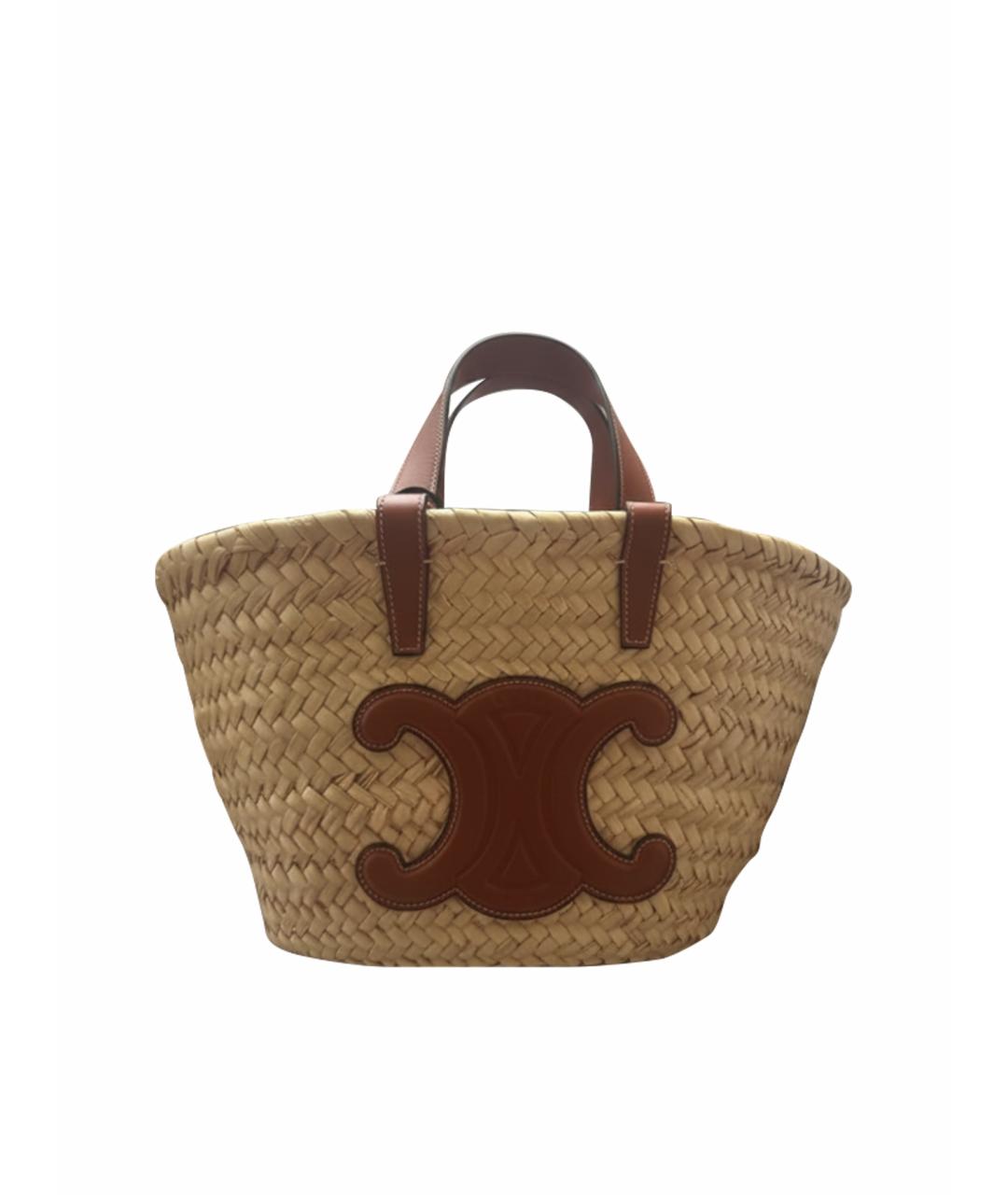CELINE Бежевая пелетеная пляжная сумка, фото 1