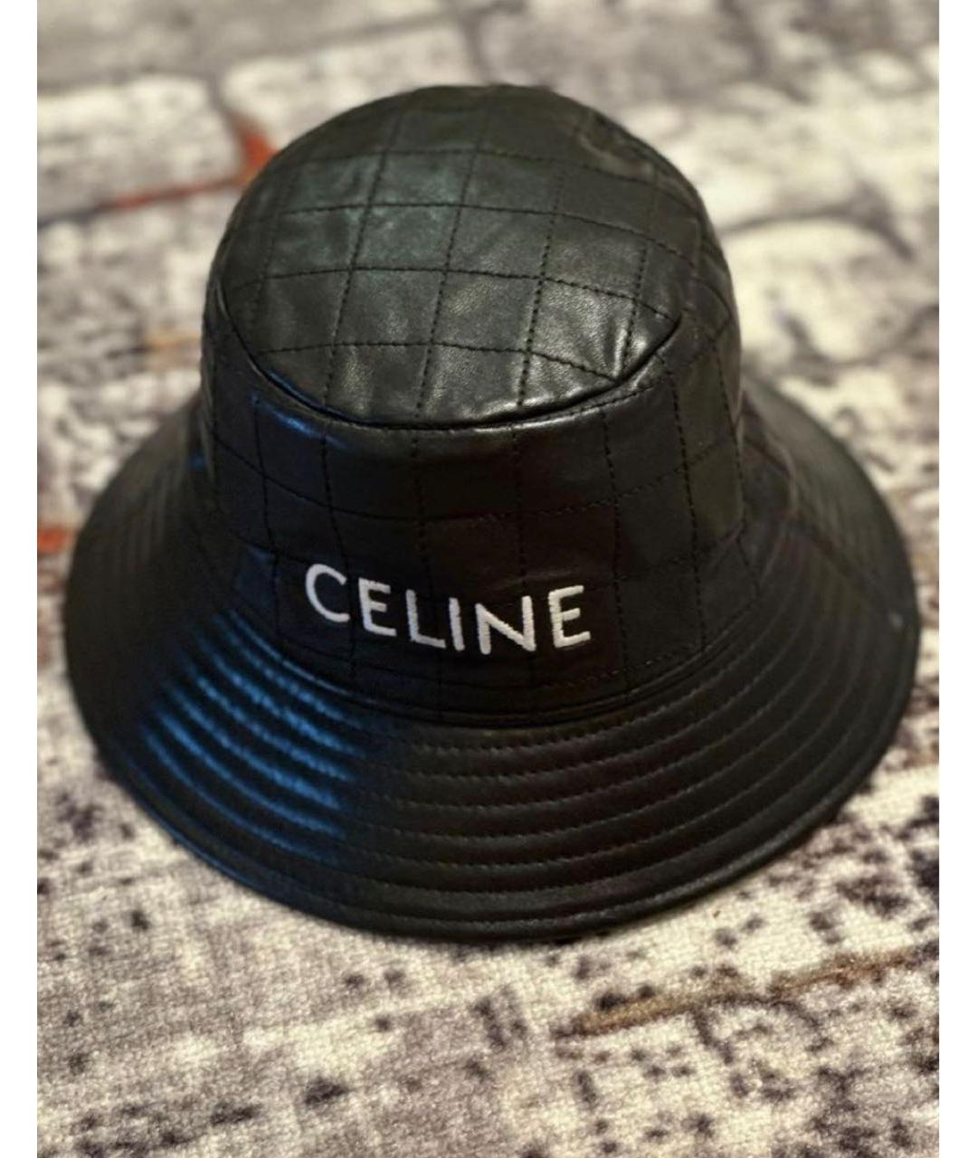 CELINE Черная кожаная панама, фото 2