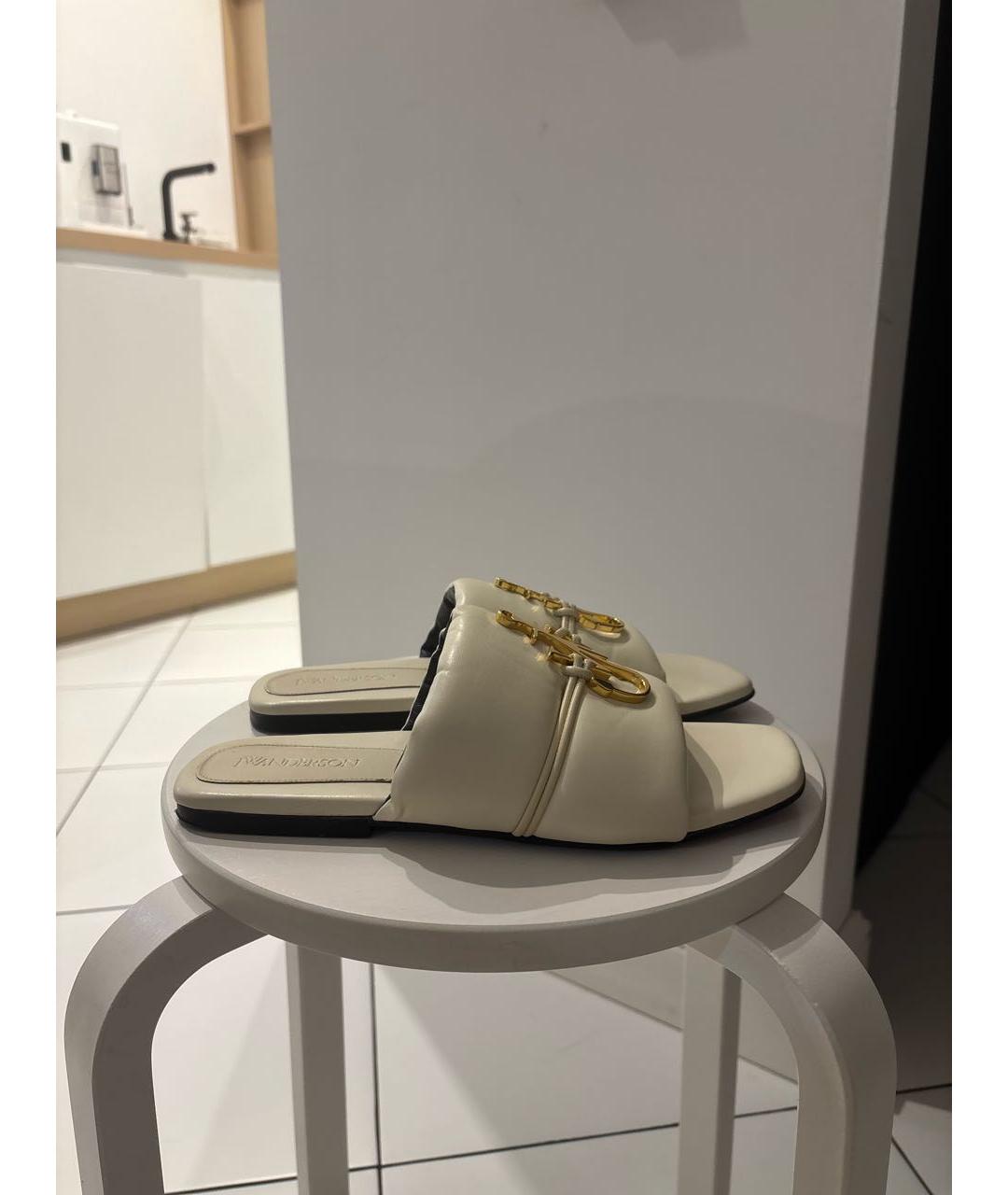 J.W.ANDERSON Бежевые кожаные шлепанцы, фото 5