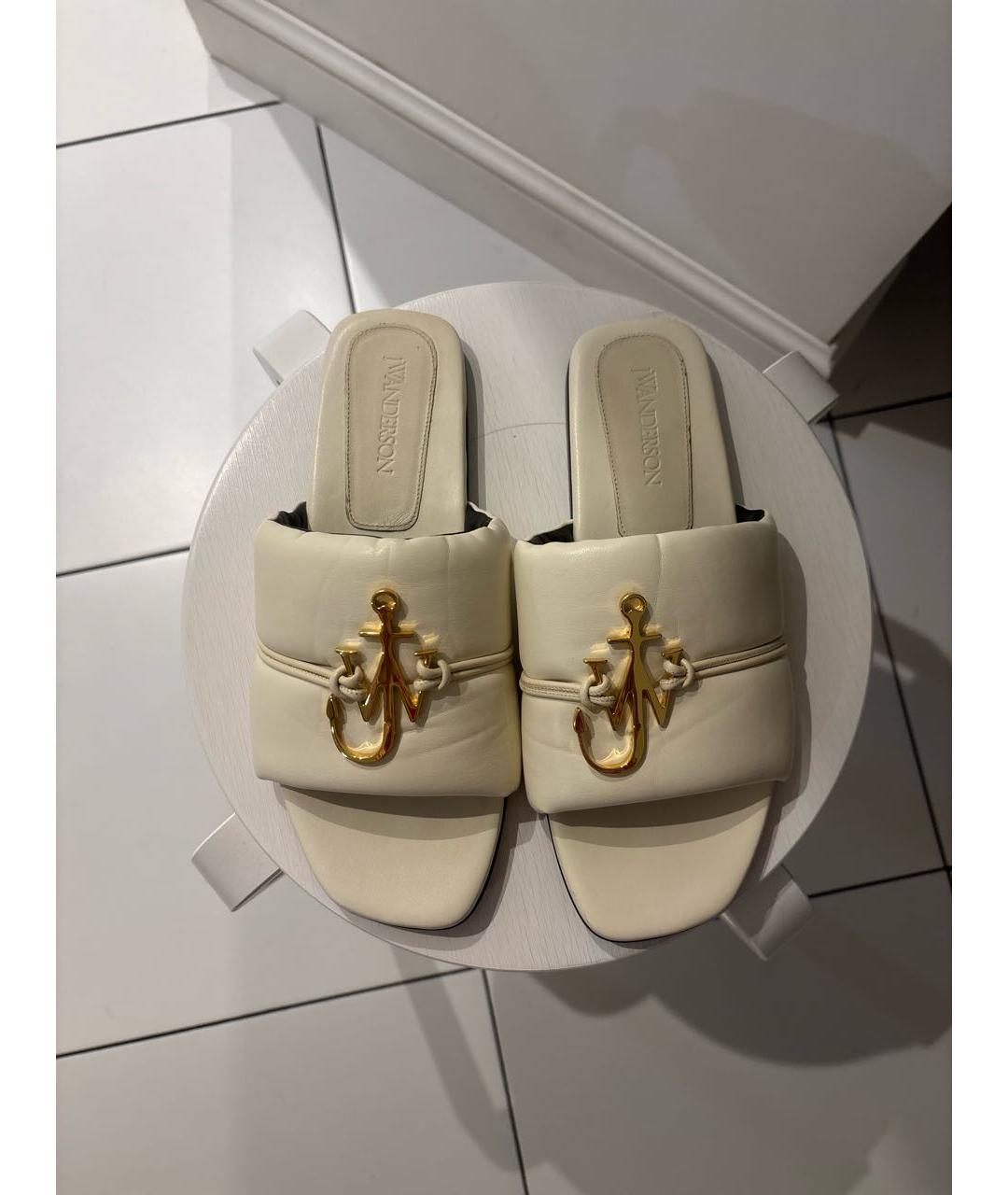 J.W.ANDERSON Бежевые кожаные шлепанцы, фото 3