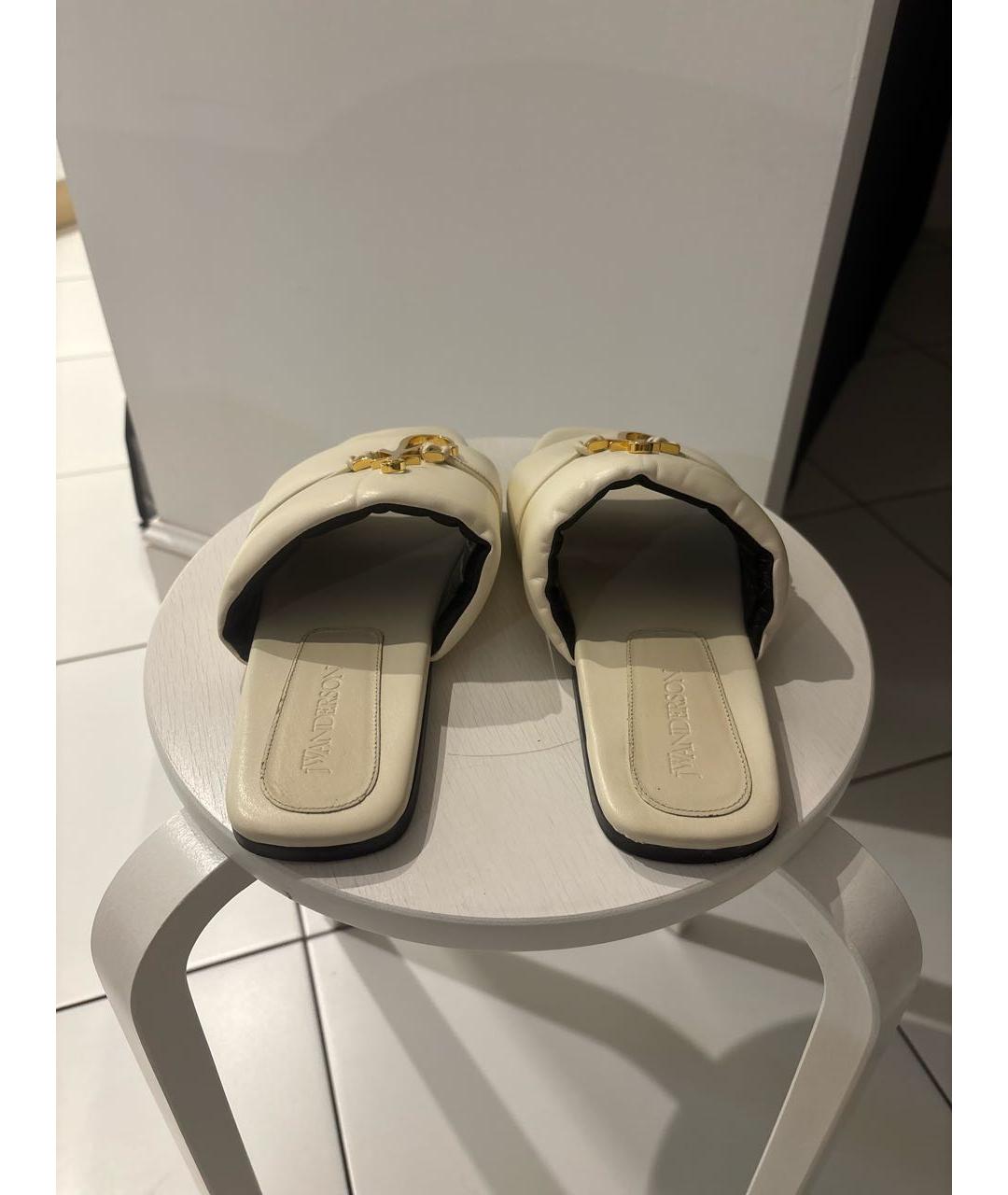 J.W.ANDERSON Бежевые кожаные шлепанцы, фото 4