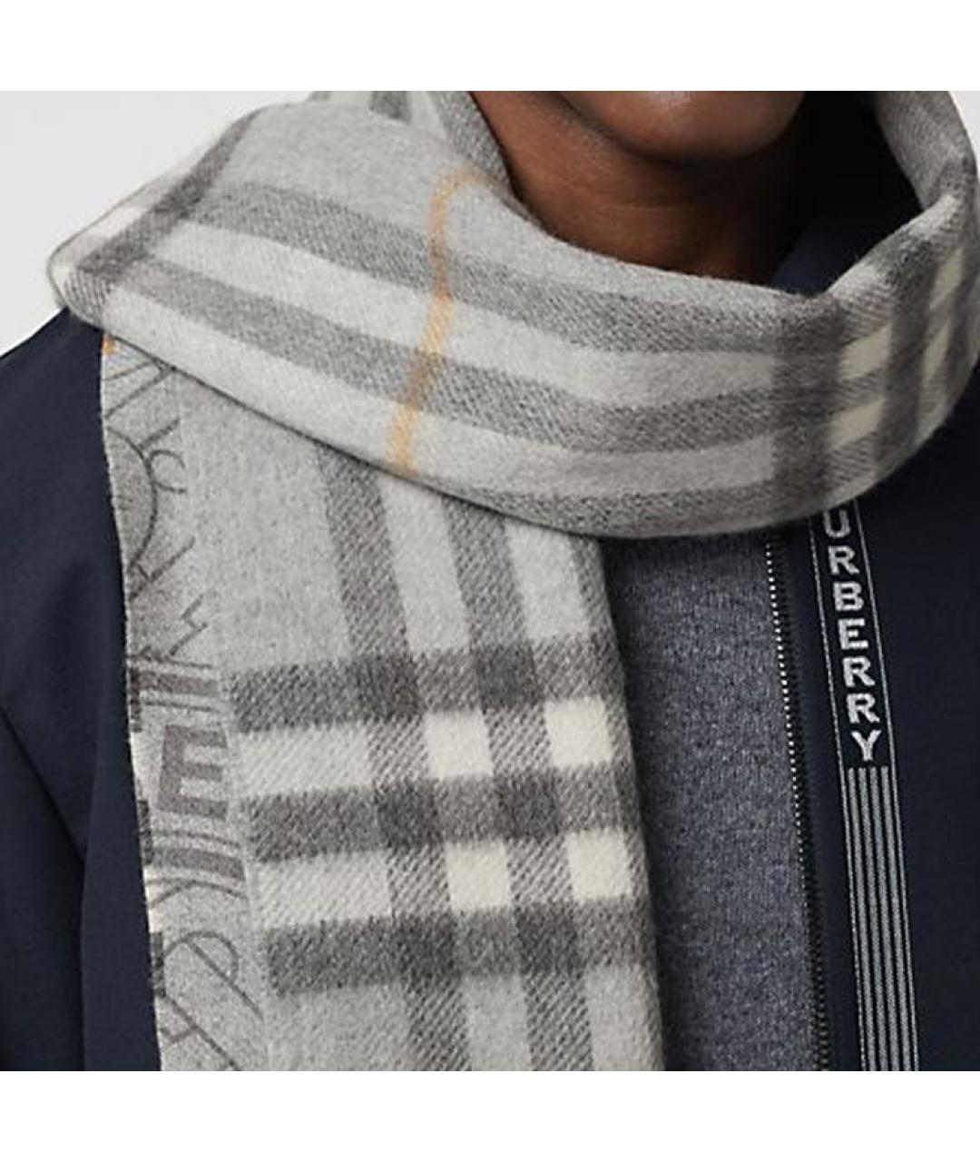 BURBERRY Серый кашемировый шарф, фото 2