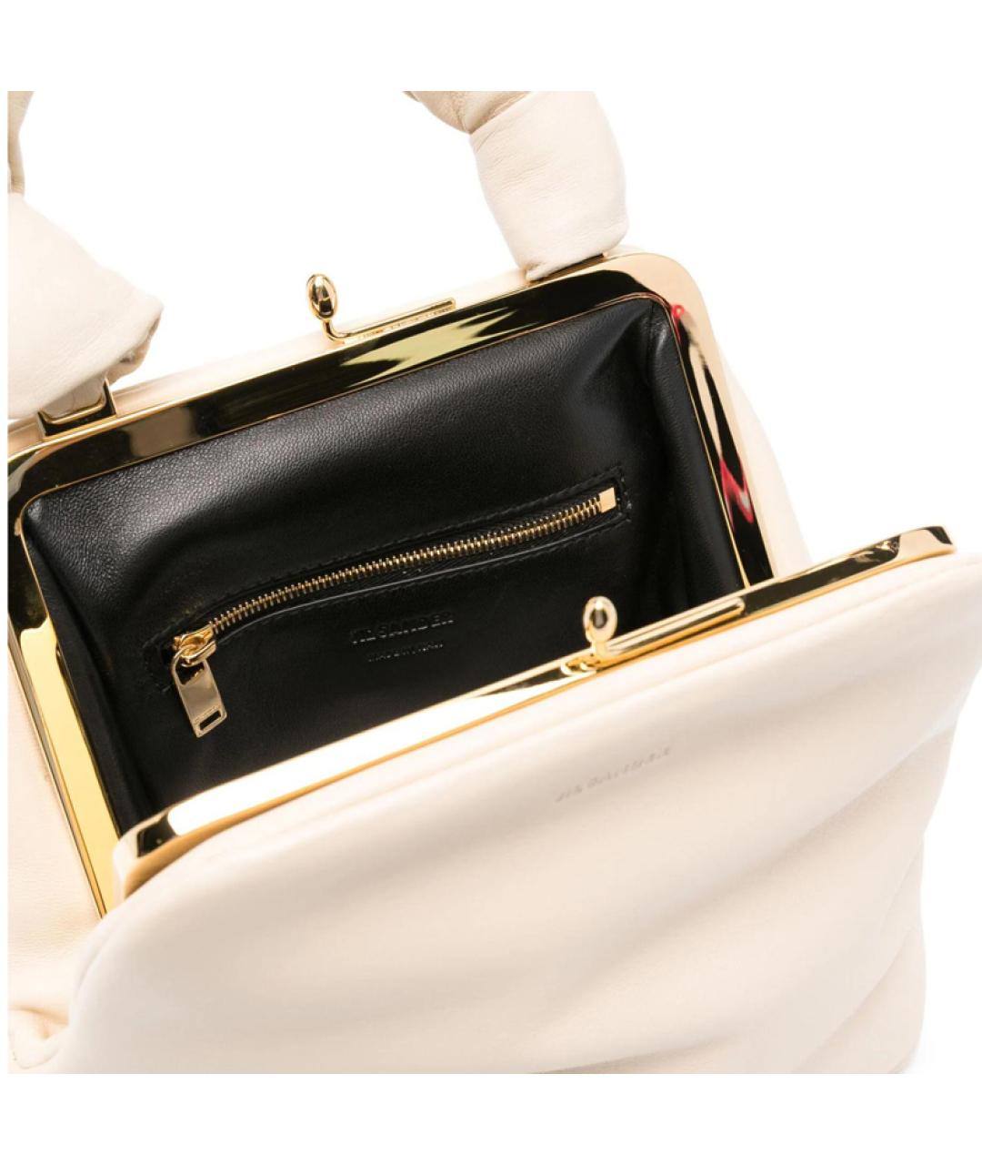 JIL SANDER Бежевая кожаная сумка с короткими ручками, фото 3