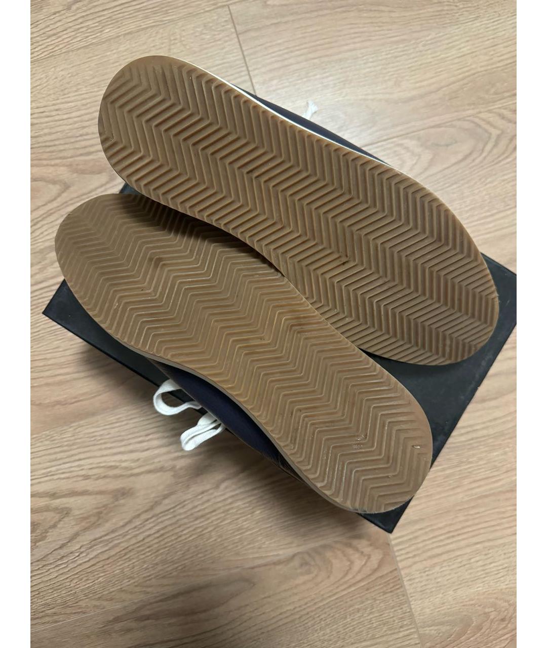 BRUNELLO CUCINELLI Темно-синие кожаные низкие кроссовки / кеды, фото 7