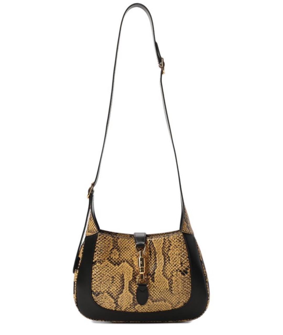 GUCCI Черная сумка с короткими ручками из экзотической кожи, фото 5