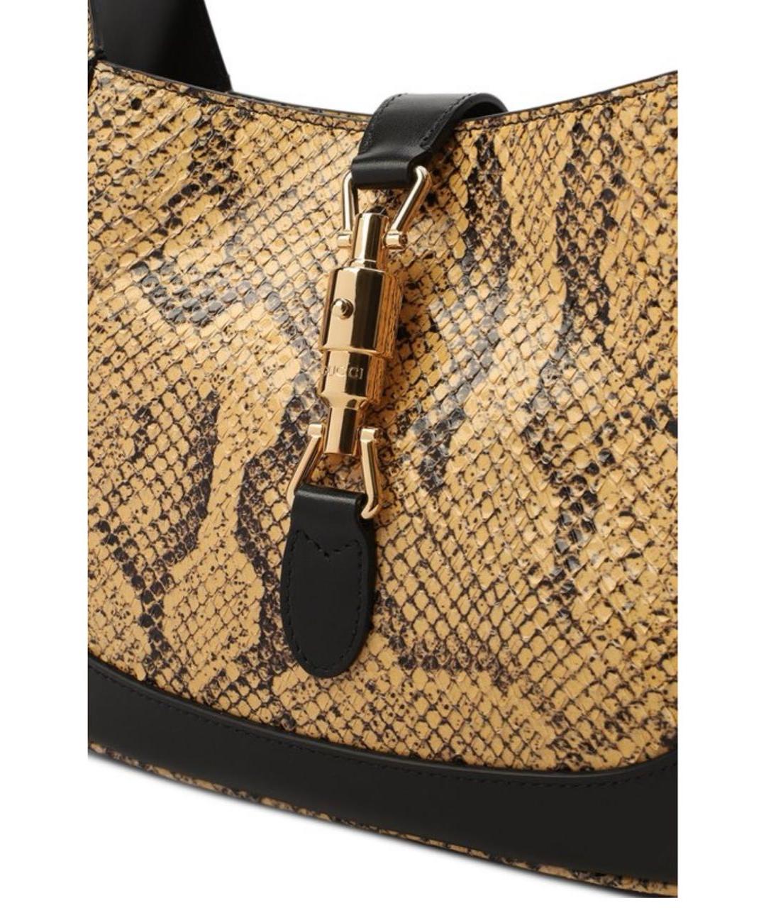 GUCCI Черная сумка с короткими ручками из экзотической кожи, фото 4