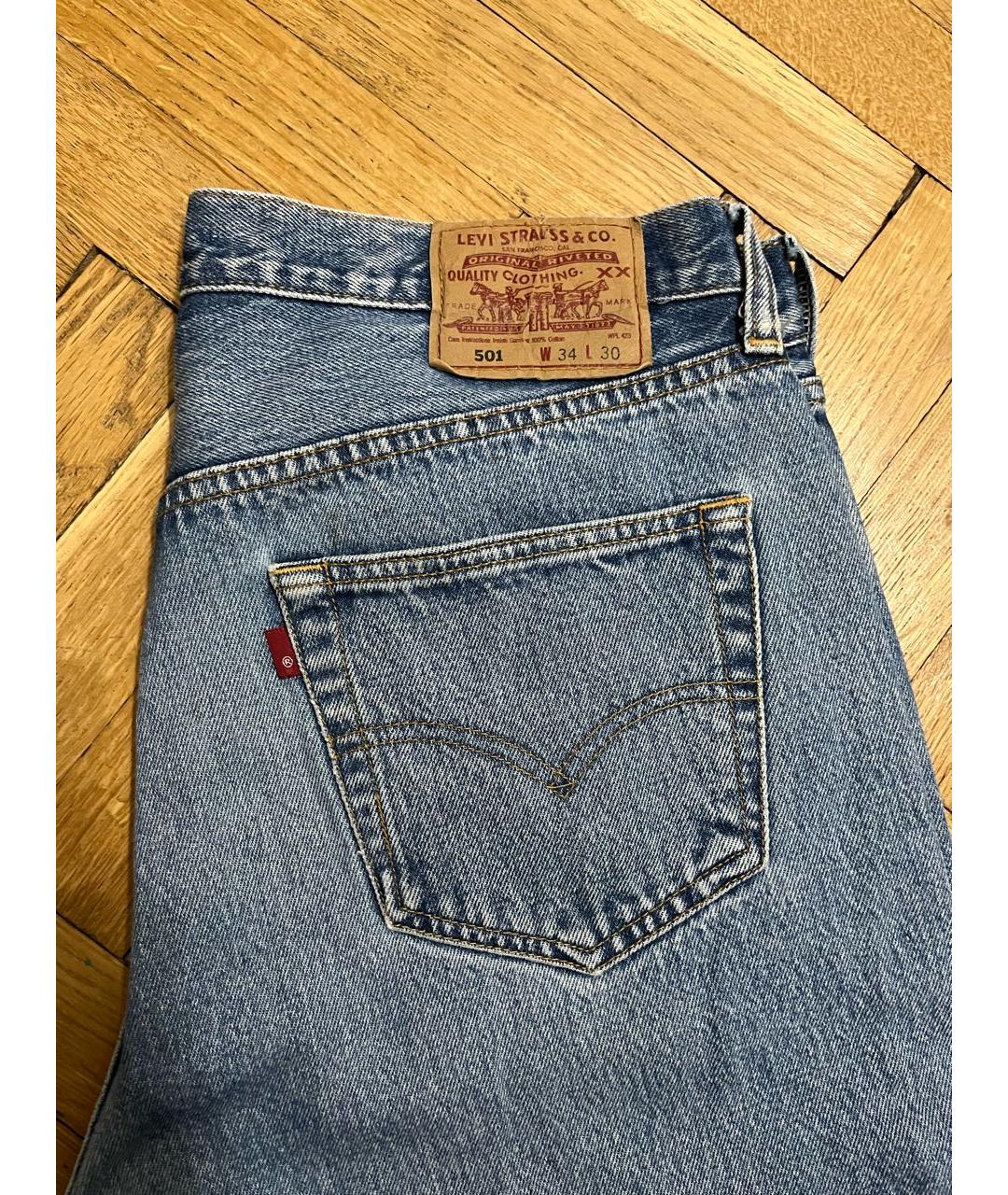 LEVI'S Синие хлопковые прямые джинсы, фото 3