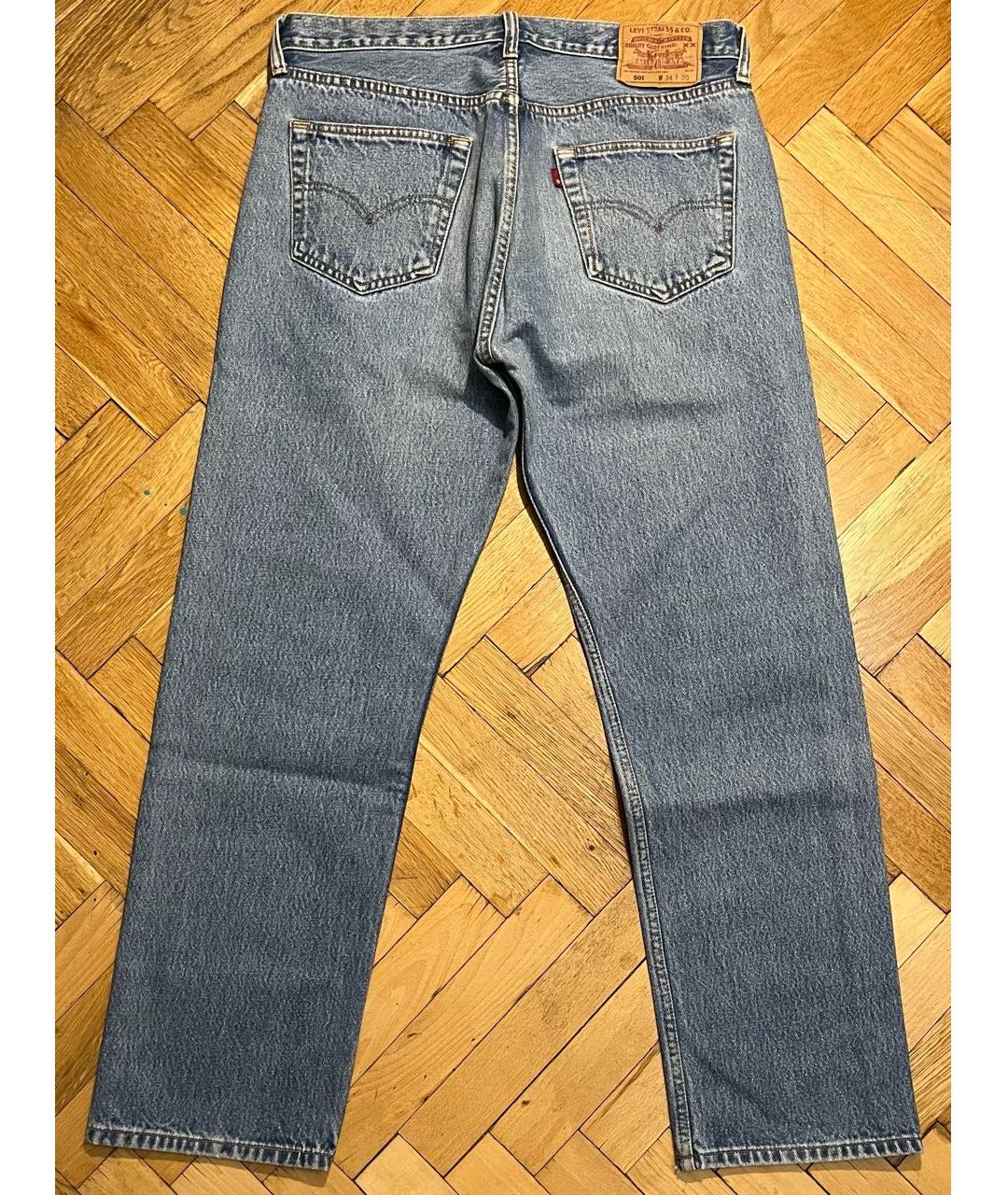 LEVI'S Синие хлопковые прямые джинсы, фото 2