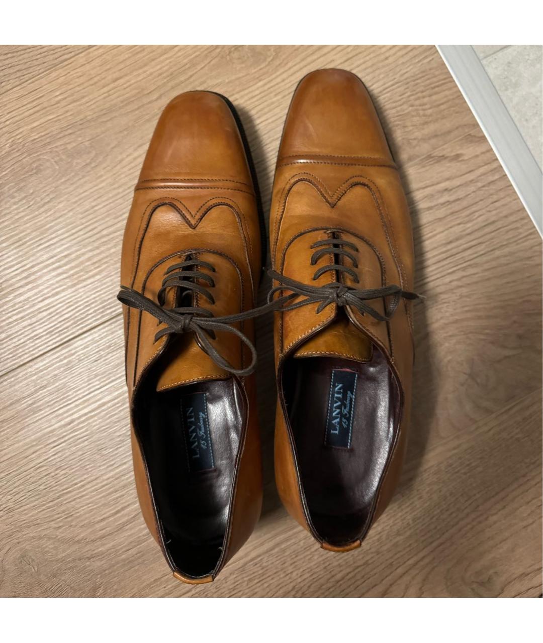 LANVIN Коричневые кожаные туфли, фото 4