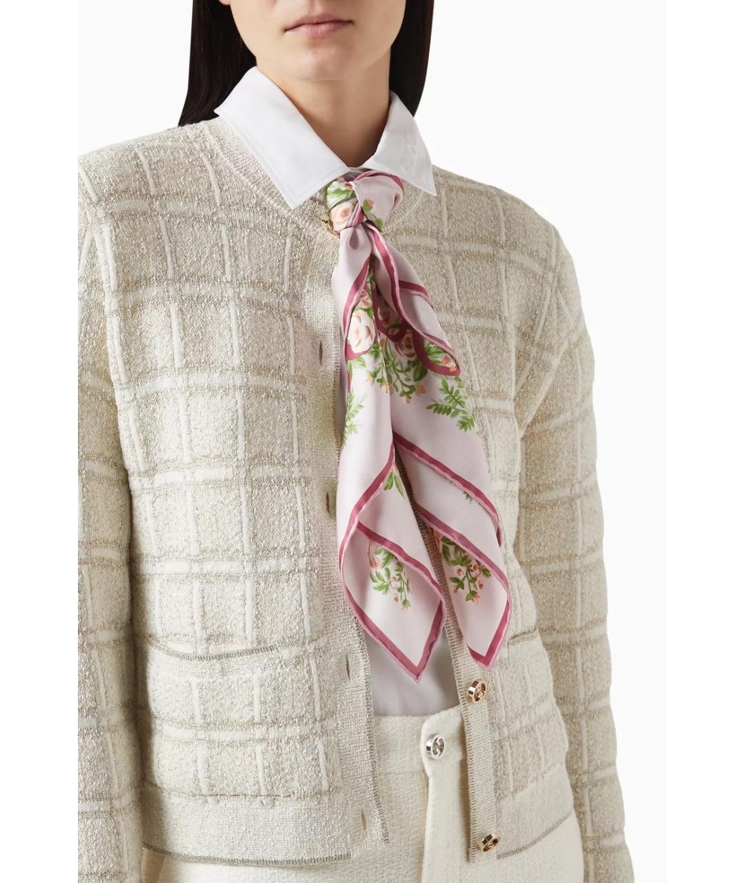 GUCCI Розовый шелковый платок, фото 3