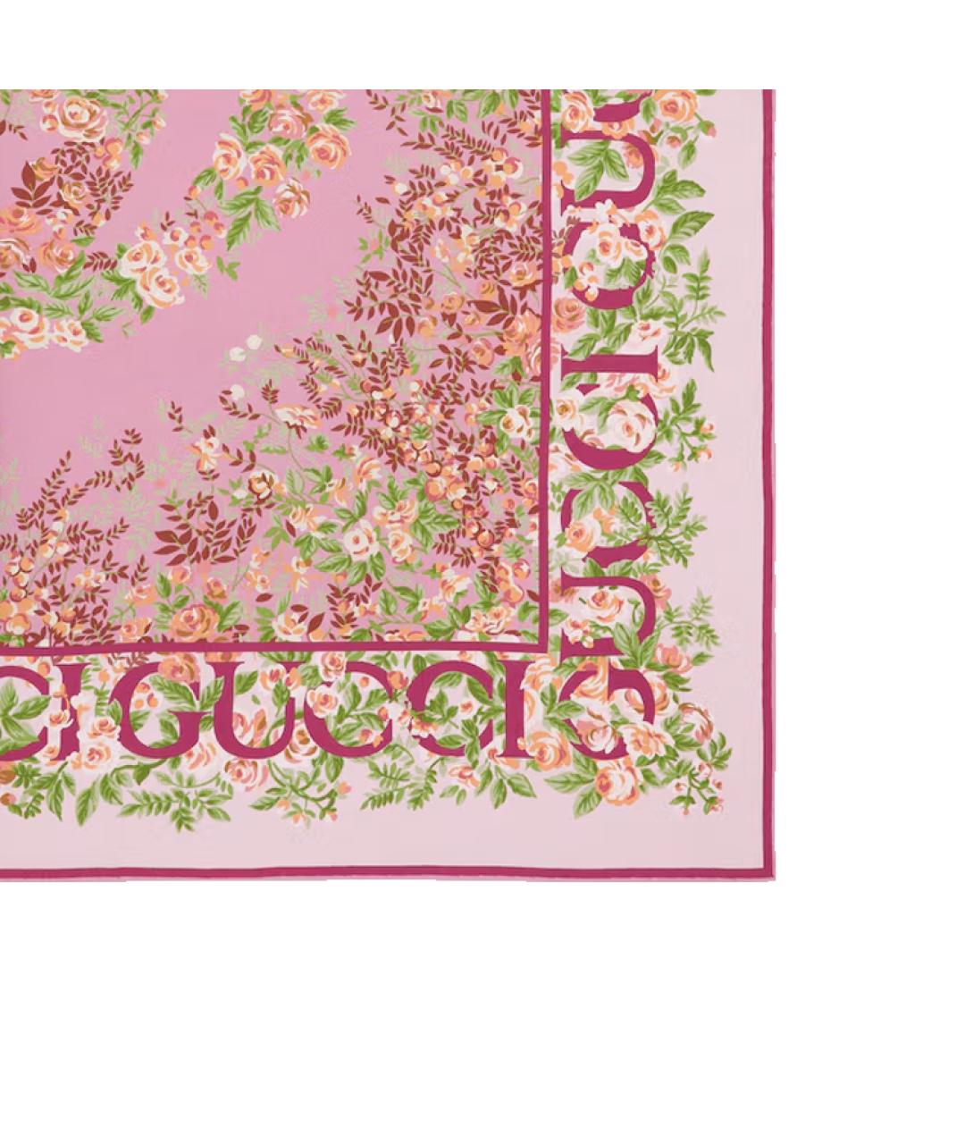 GUCCI Розовый шелковый платок, фото 2