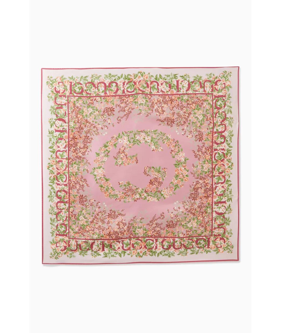 GUCCI Розовый шелковый платок, фото 1