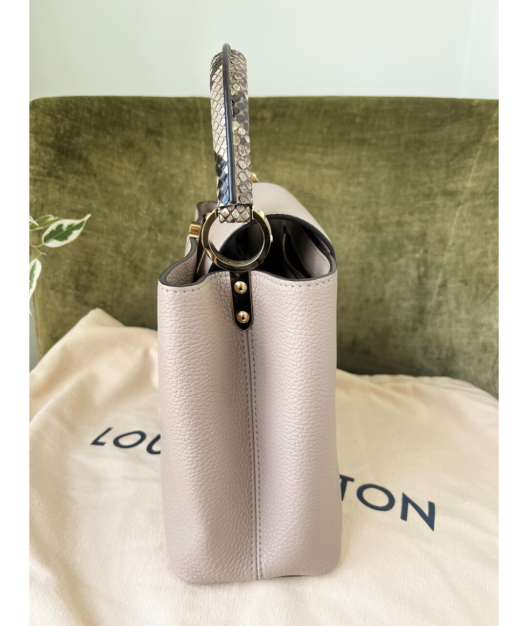 LOUIS VUITTON PRE-OWNED Бежевая кожаная сумка с короткими ручками, фото 5