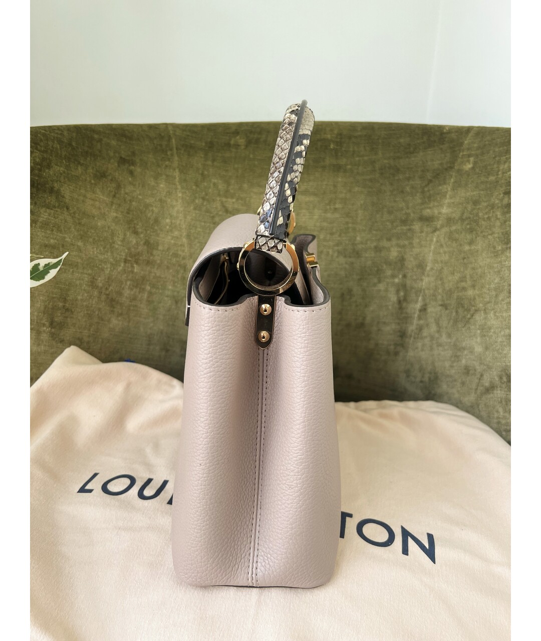 LOUIS VUITTON PRE-OWNED Бежевая кожаная сумка с короткими ручками, фото 3