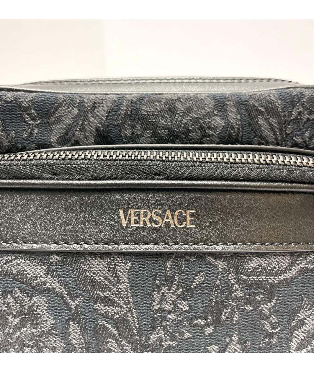 VERSACE Черная тканевая сумка на плечо, фото 6