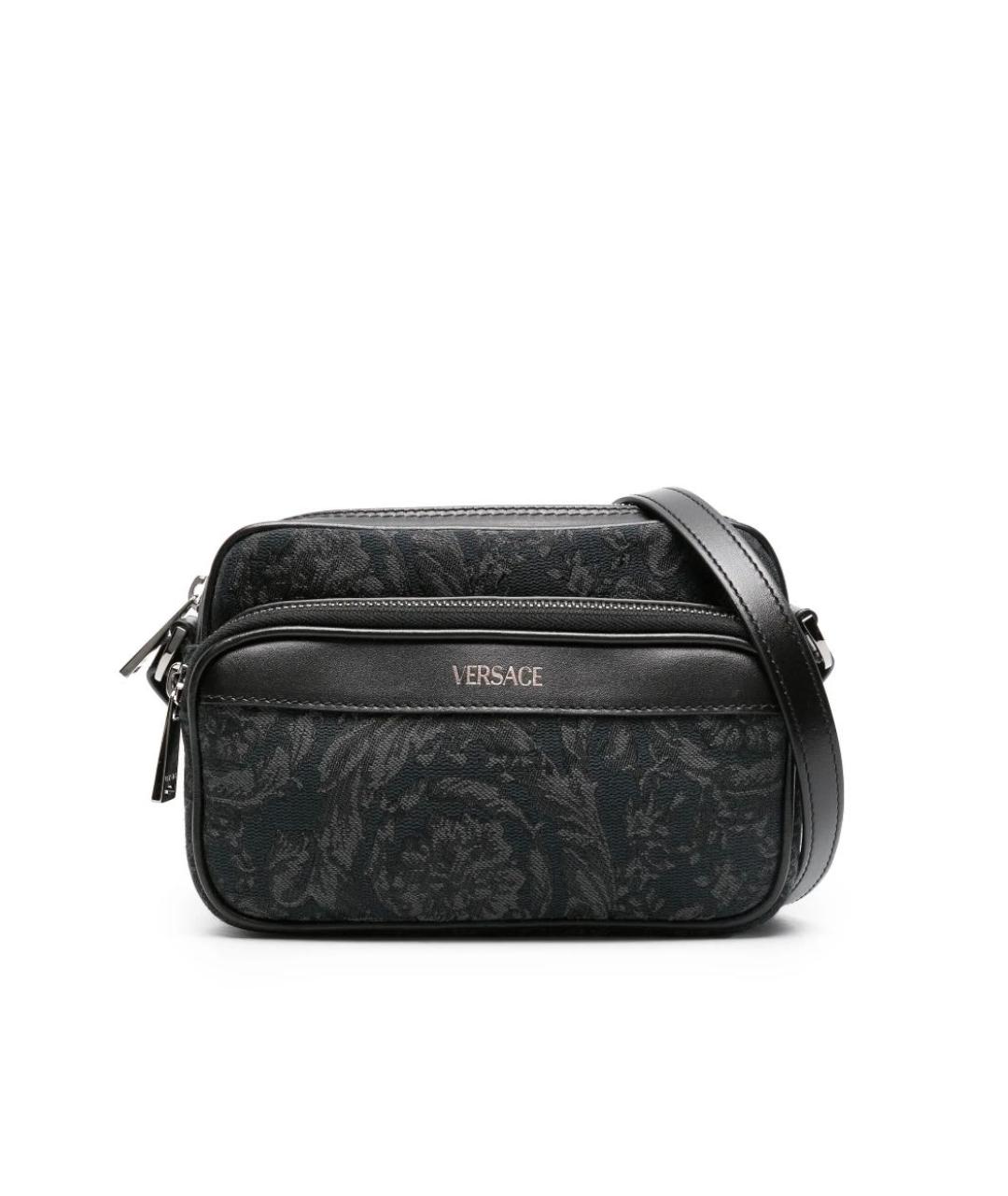 VERSACE Черная тканевая сумка на плечо, фото 1
