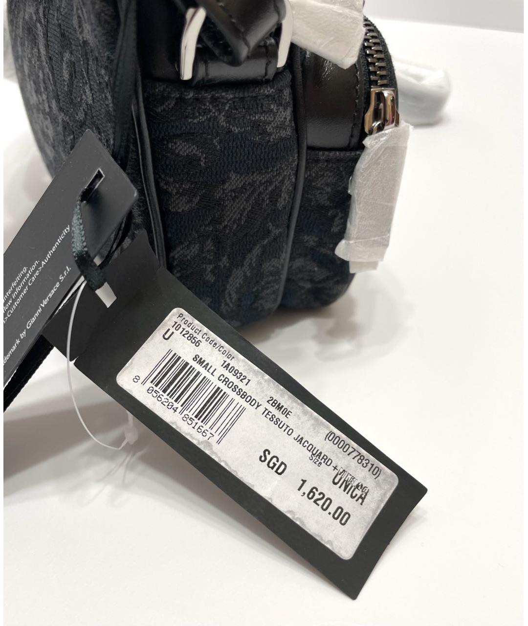 VERSACE Черная тканевая сумка на плечо, фото 5