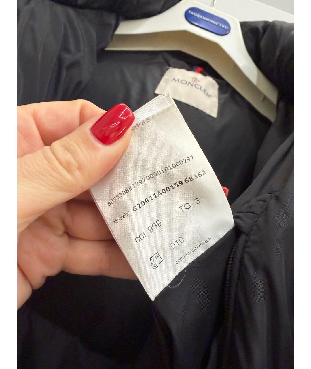 MONCLER Черный полиамидовый пуховик, фото 6