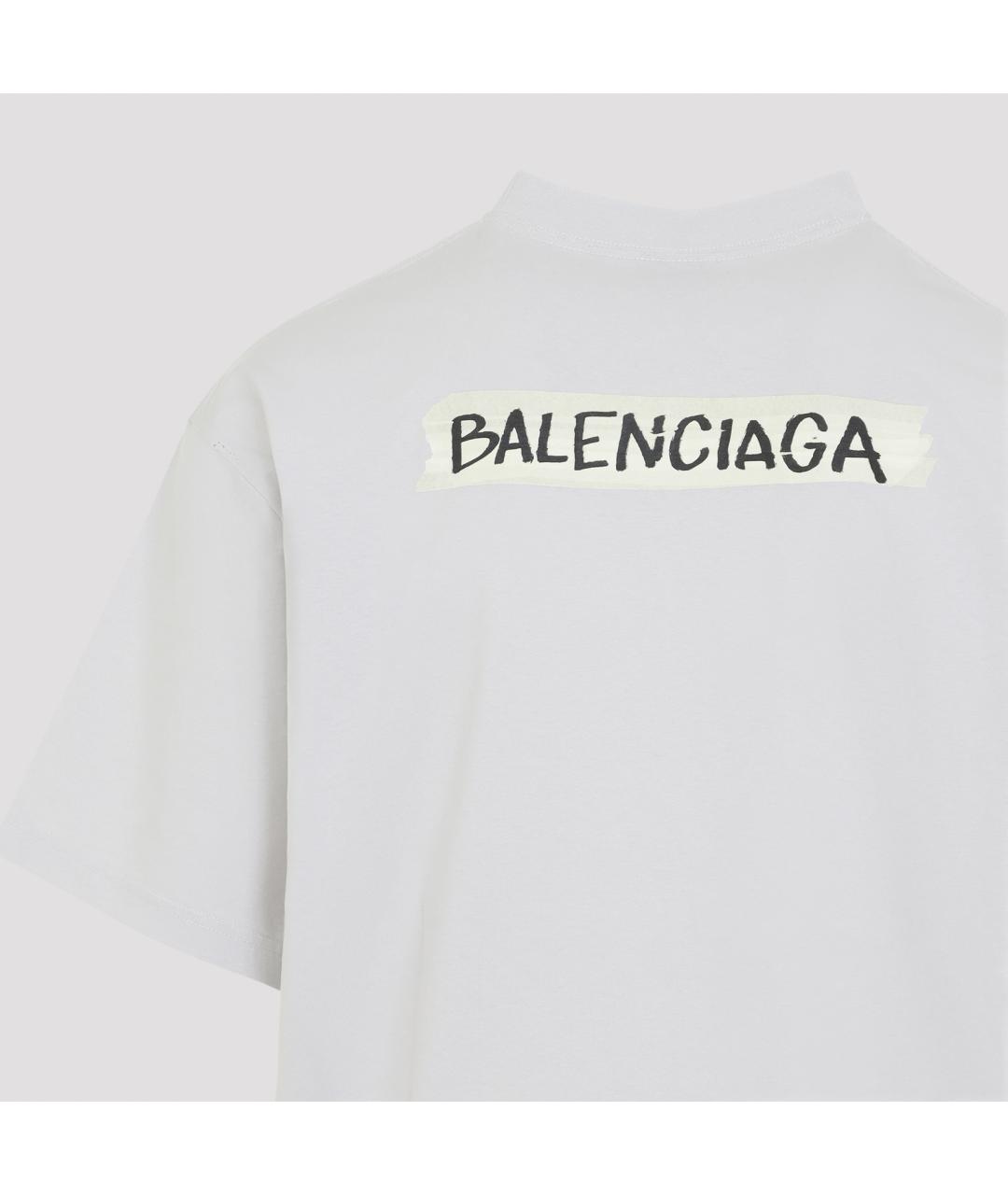 BALENCIAGA Белая хлопковая футболка, фото 4