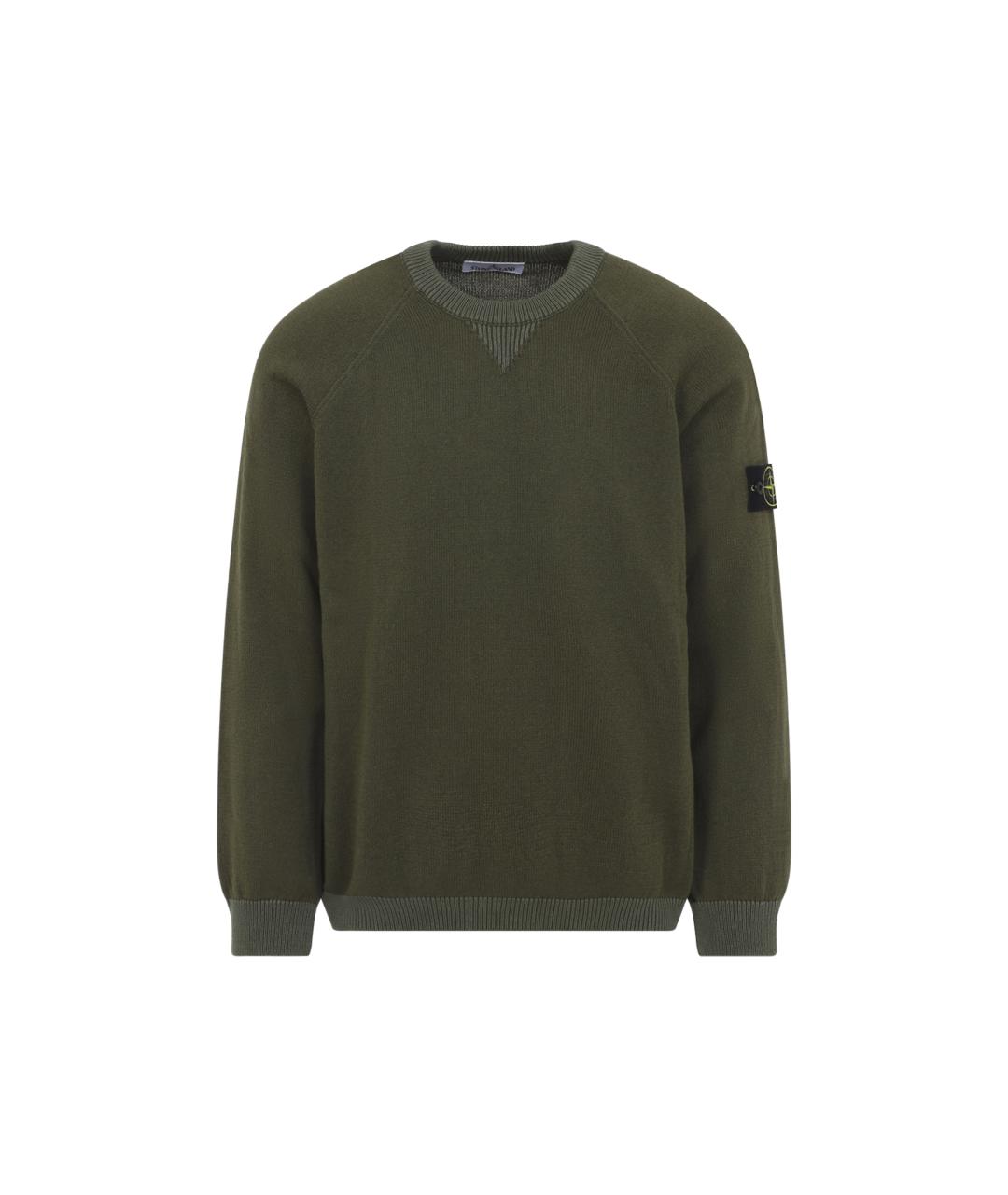 STONE ISLAND Зеленый хлопковый джемпер / свитер, фото 1