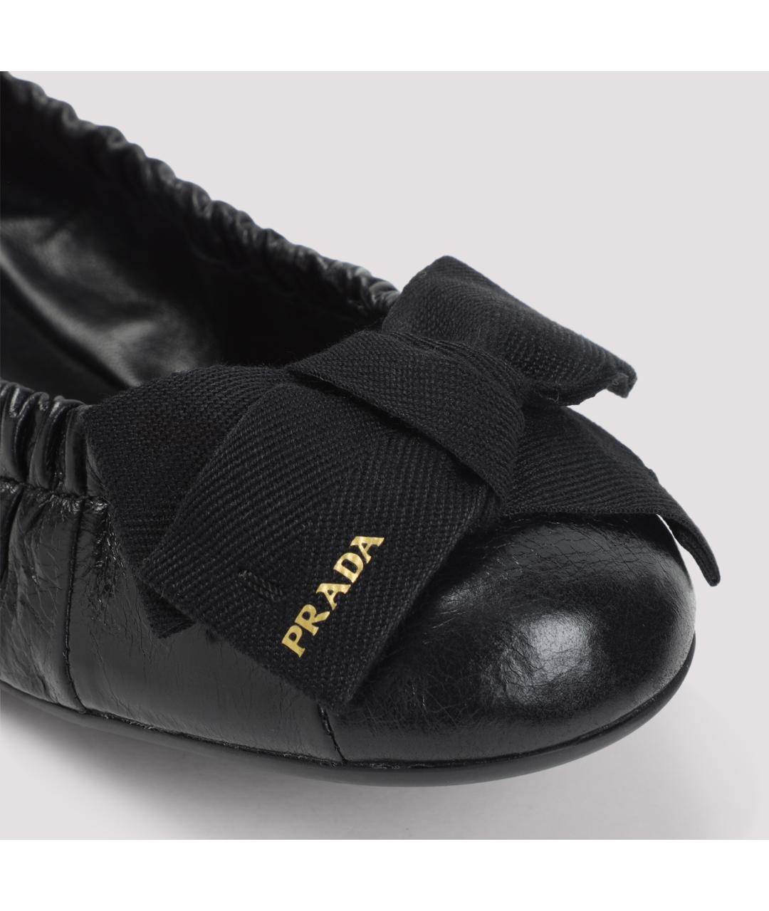 PRADA Черные кожаные балетки, фото 5