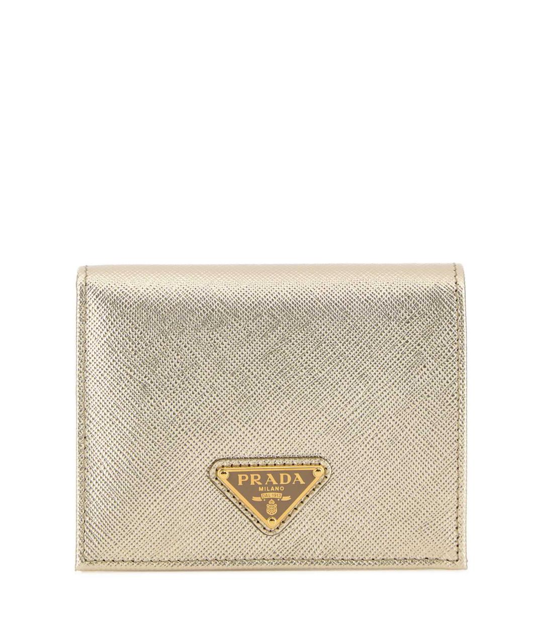 PRADA Золотой кожаный кошелек, фото 1