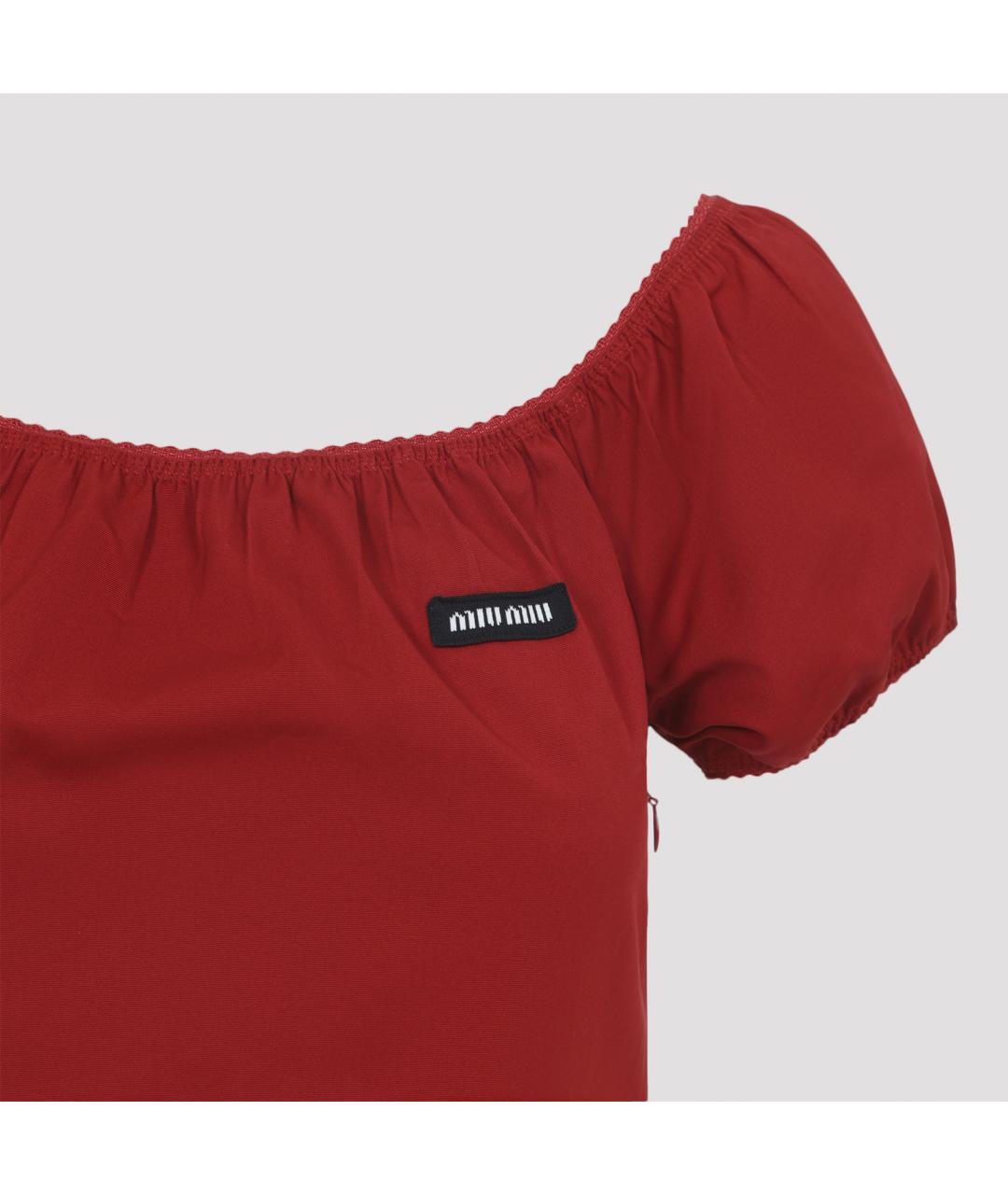 MIU MIU Красное хлопковое повседневное платье, фото 4