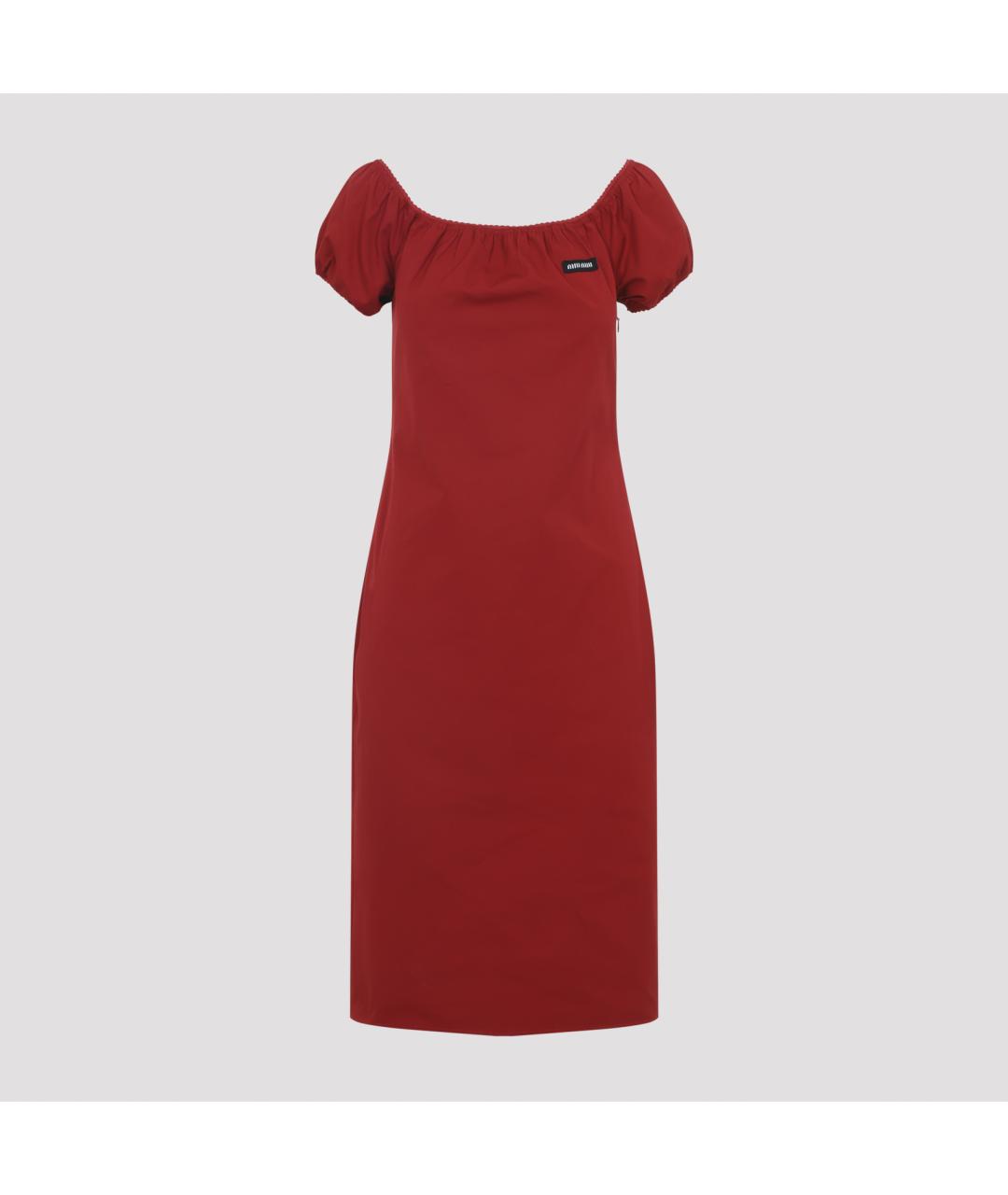 MIU MIU Красное хлопковое повседневное платье, фото 2