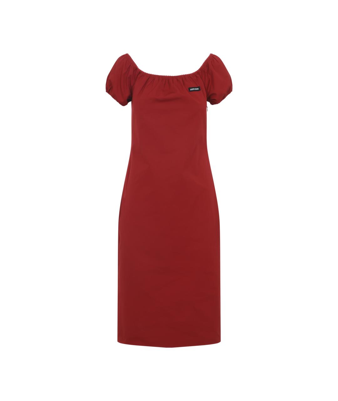 MIU MIU Красное хлопковое повседневное платье, фото 1