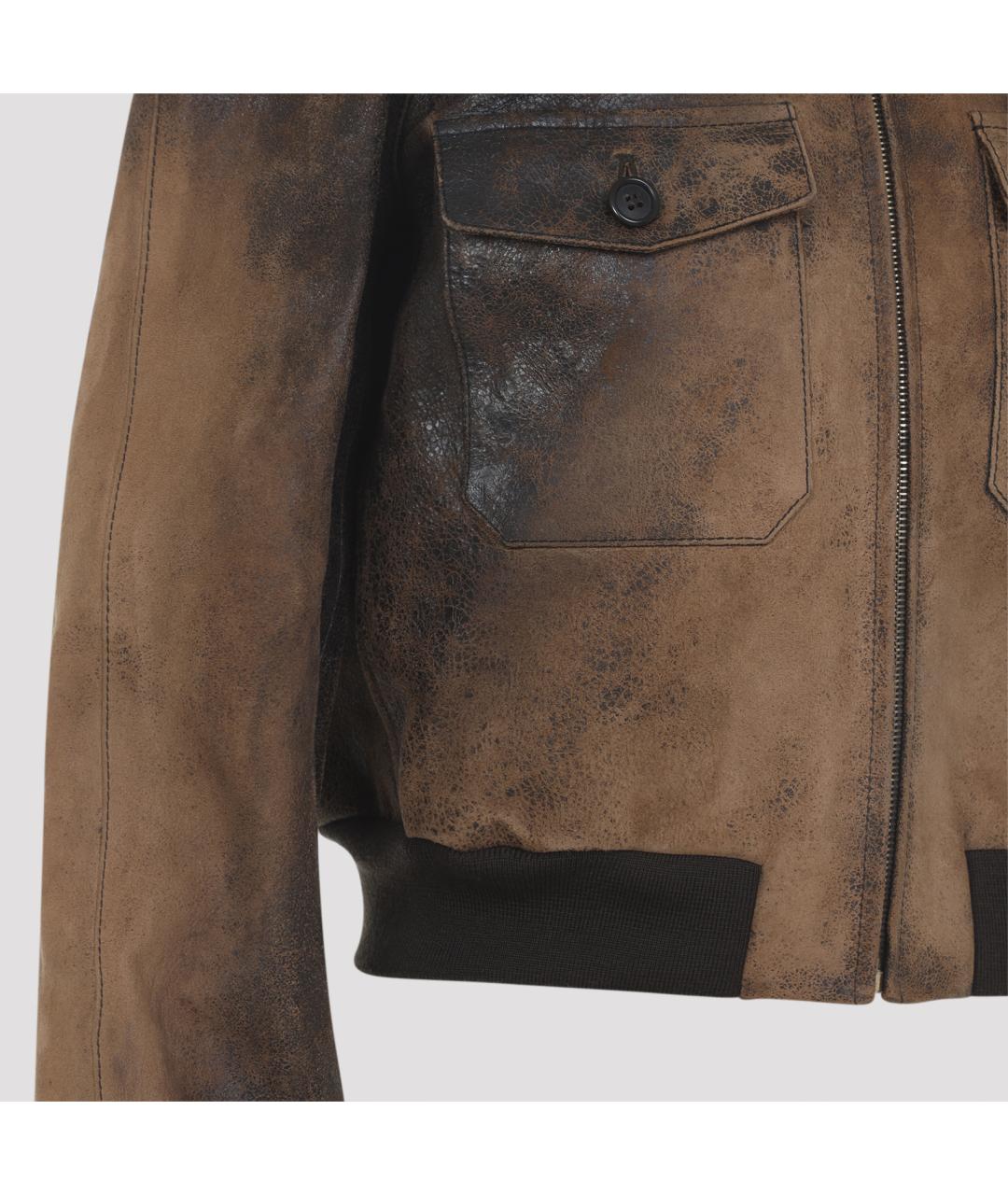 MIU MIU Коричневая кожаная куртка, фото 4