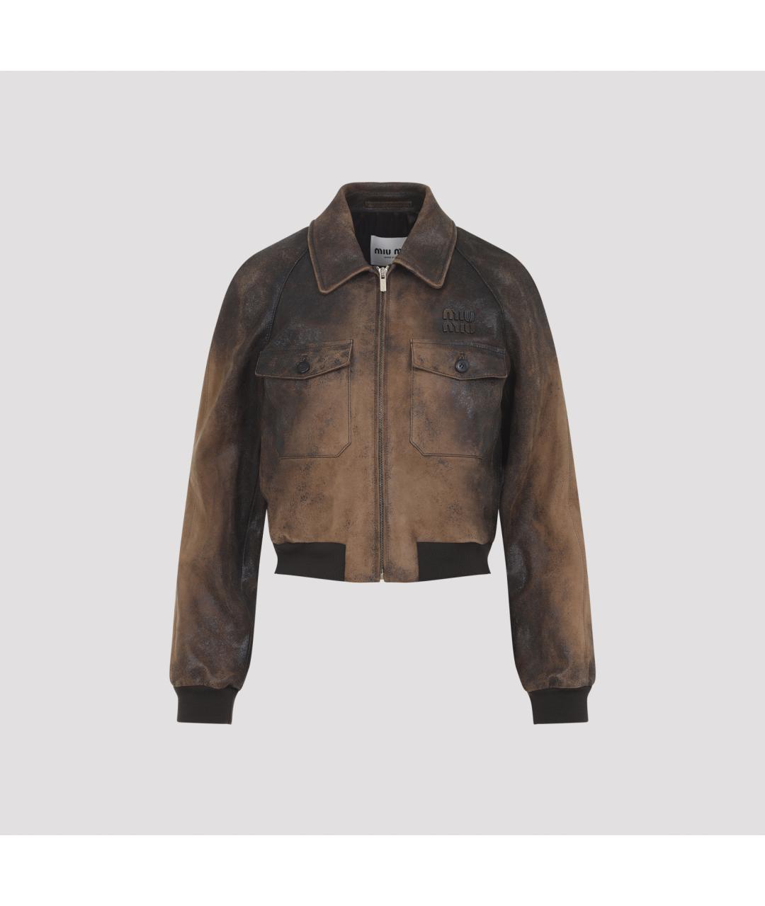 MIU MIU Коричневая кожаная куртка, фото 2