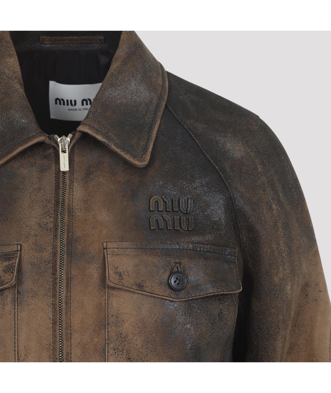 MIU MIU Коричневая кожаная куртка, фото 5