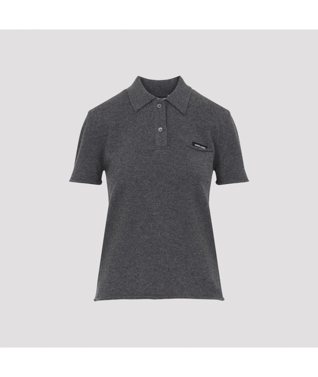 MIU MIU Серая кашемировая футболка, фото 2