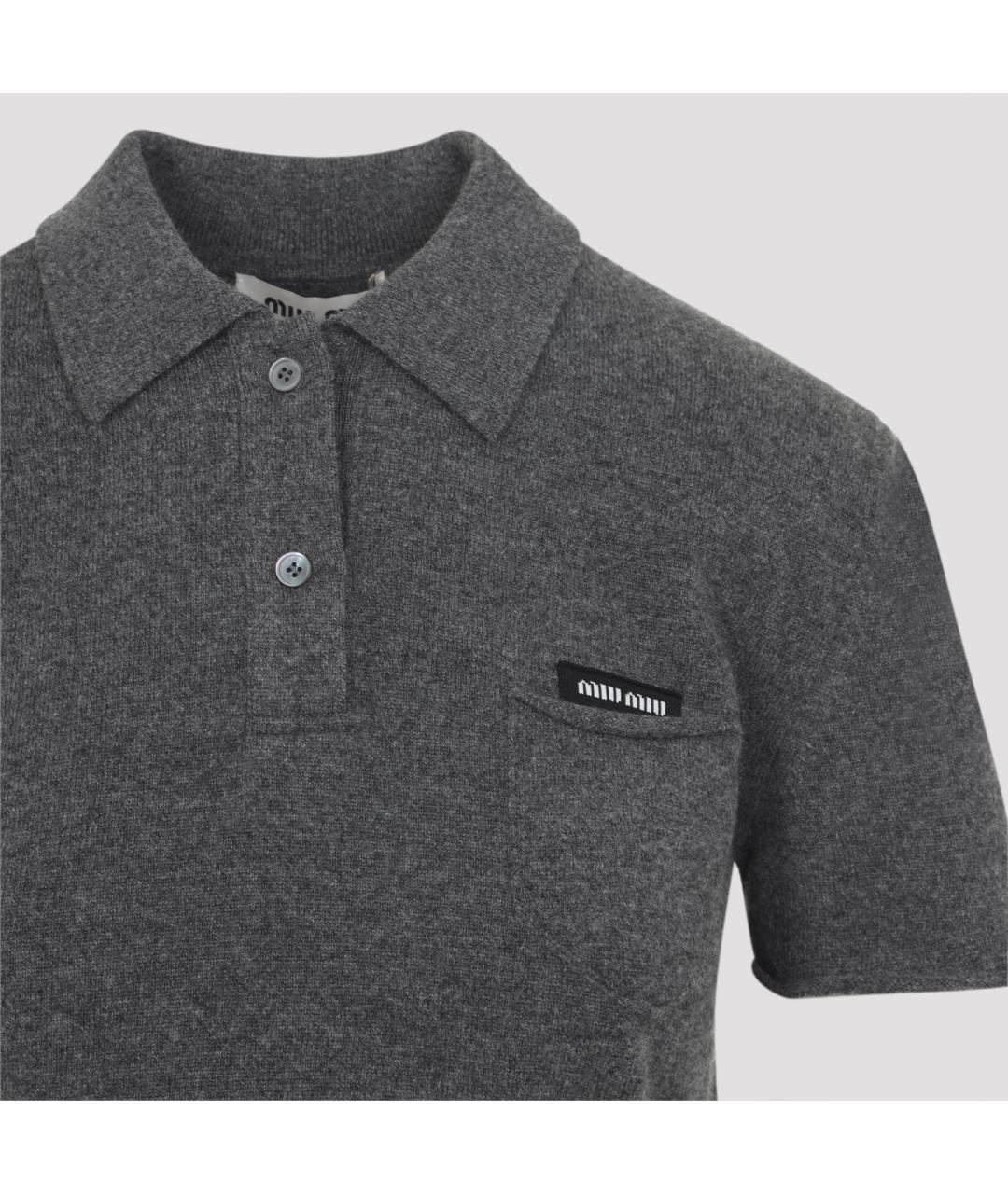 MIU MIU Серая кашемировая футболка, фото 4