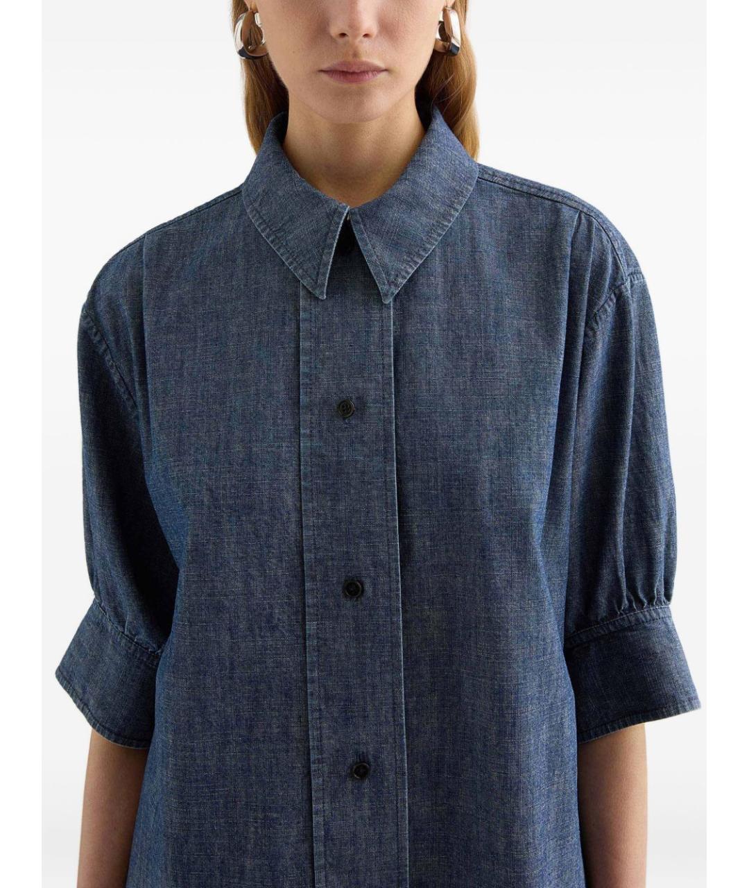 JIL SANDER Синяя хлопковая рубашка, фото 2