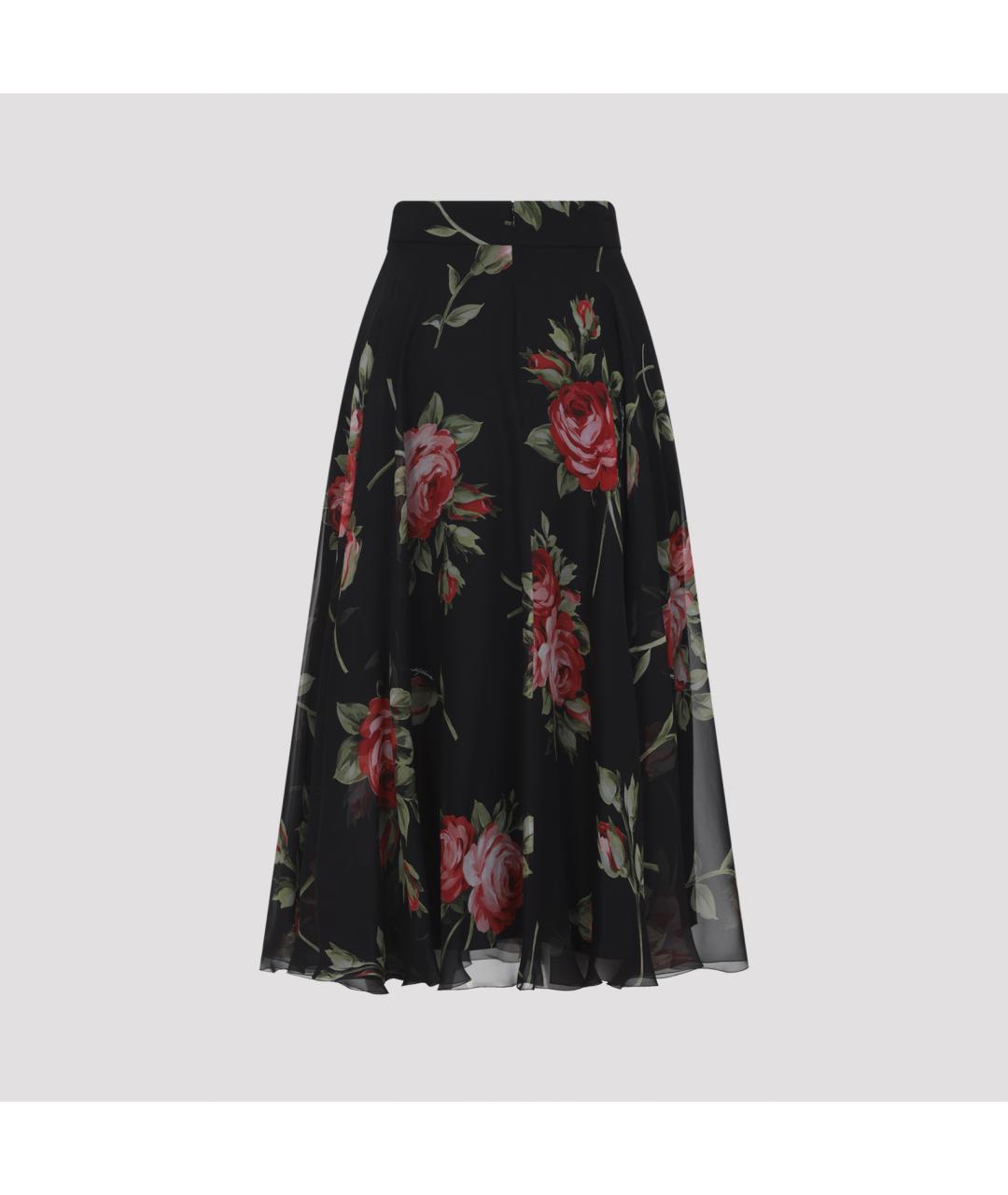 DOLCE&GABBANA Черная шелковая юбка миди, фото 3