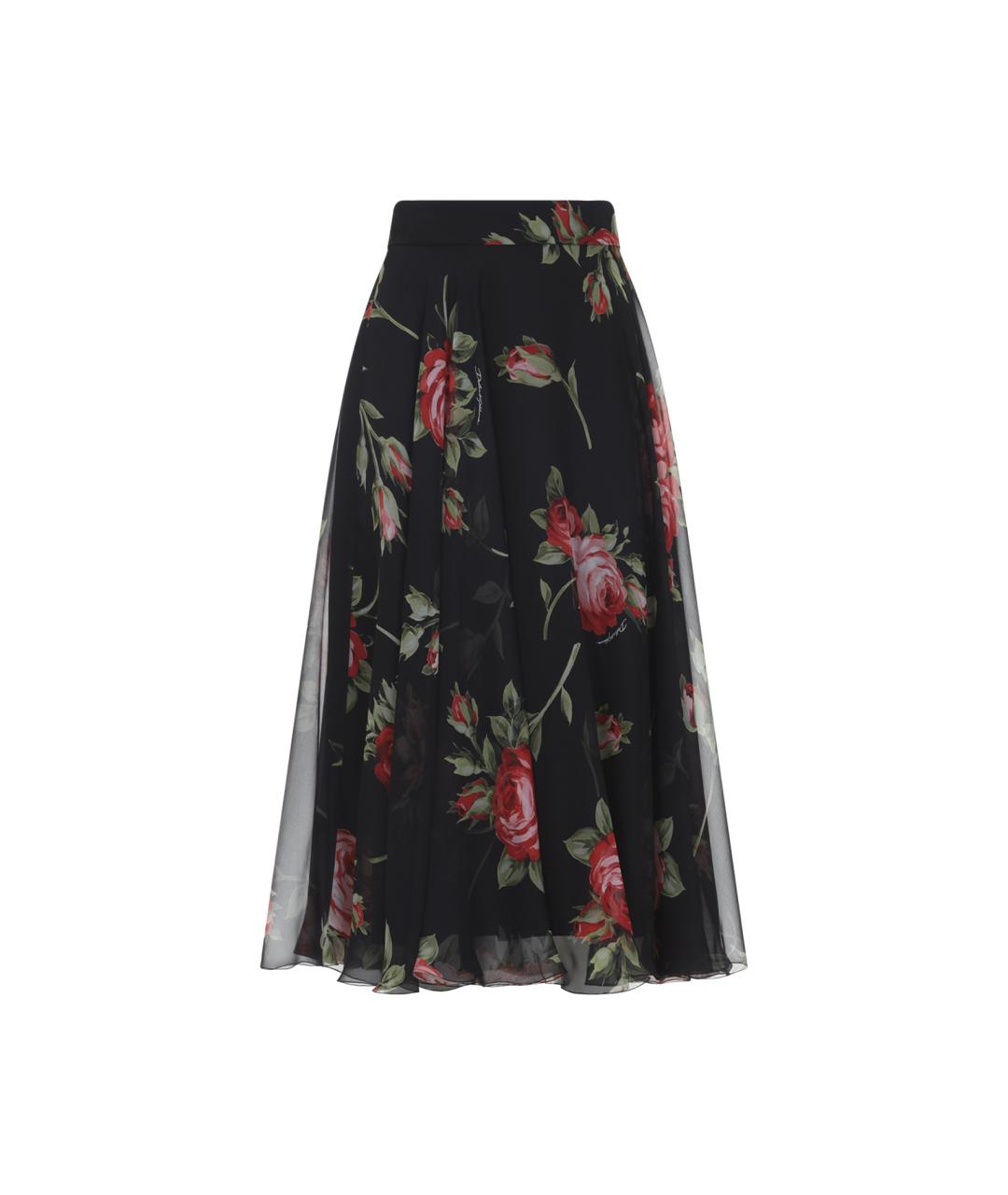 DOLCE&GABBANA Черная шелковая юбка миди, фото 1