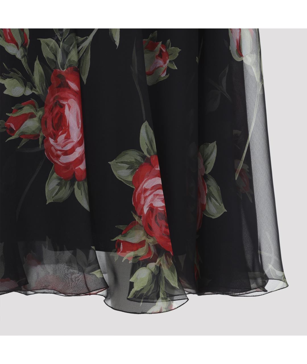 DOLCE&GABBANA Черная шелковая юбка миди, фото 4