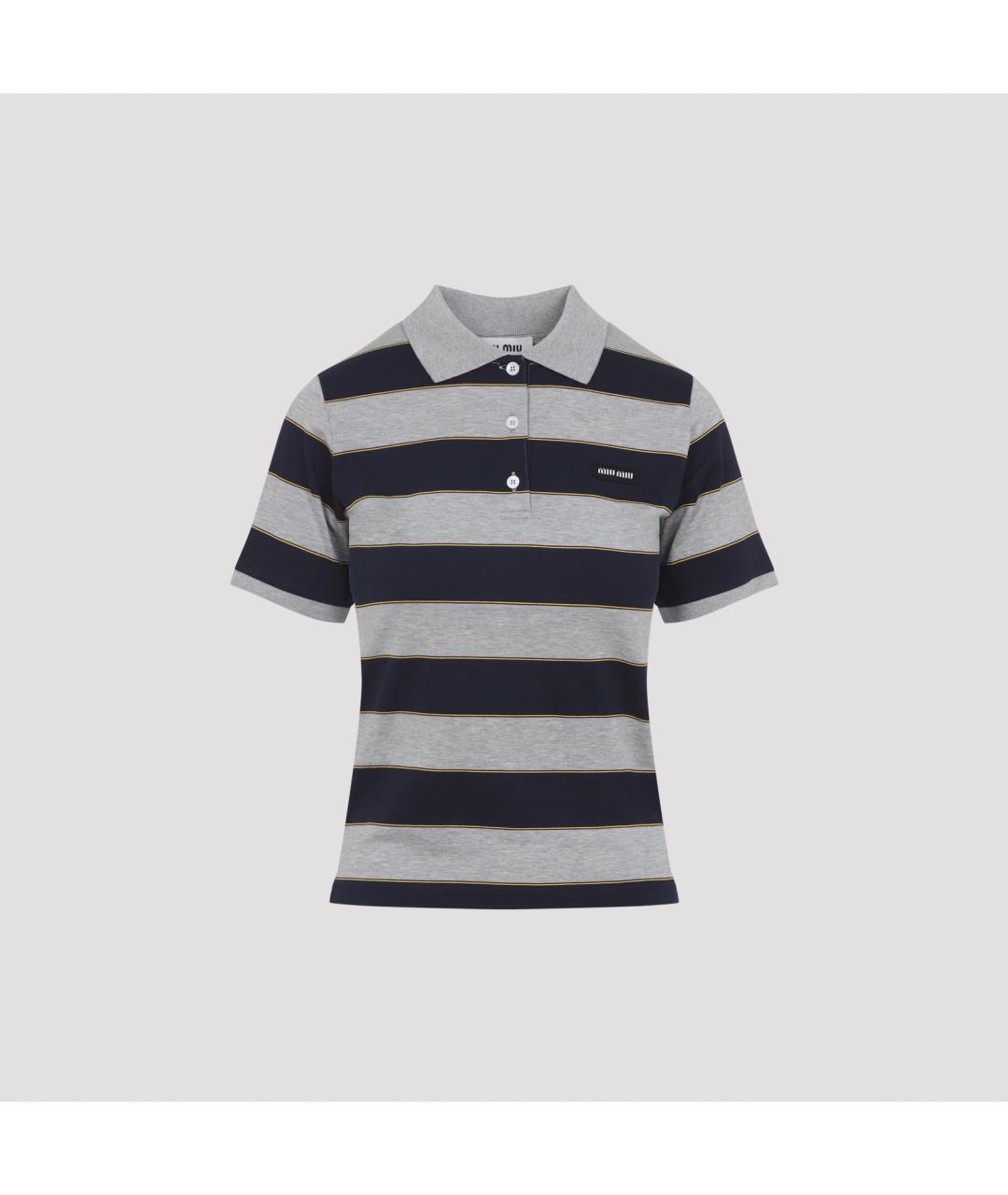 MIU MIU Синяя хлопковая футболка, фото 2