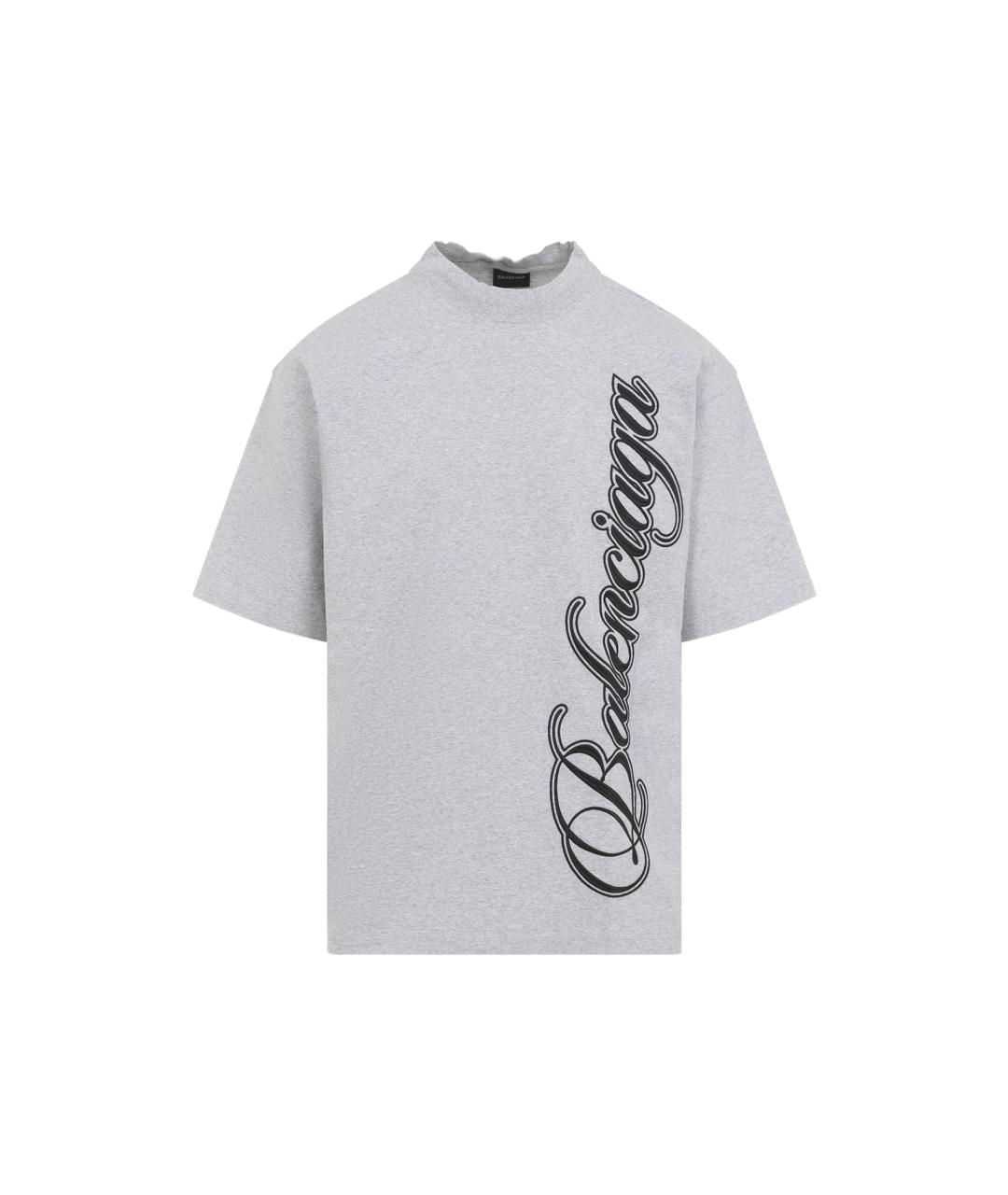 BALENCIAGA Серая хлопковая футболка, фото 1