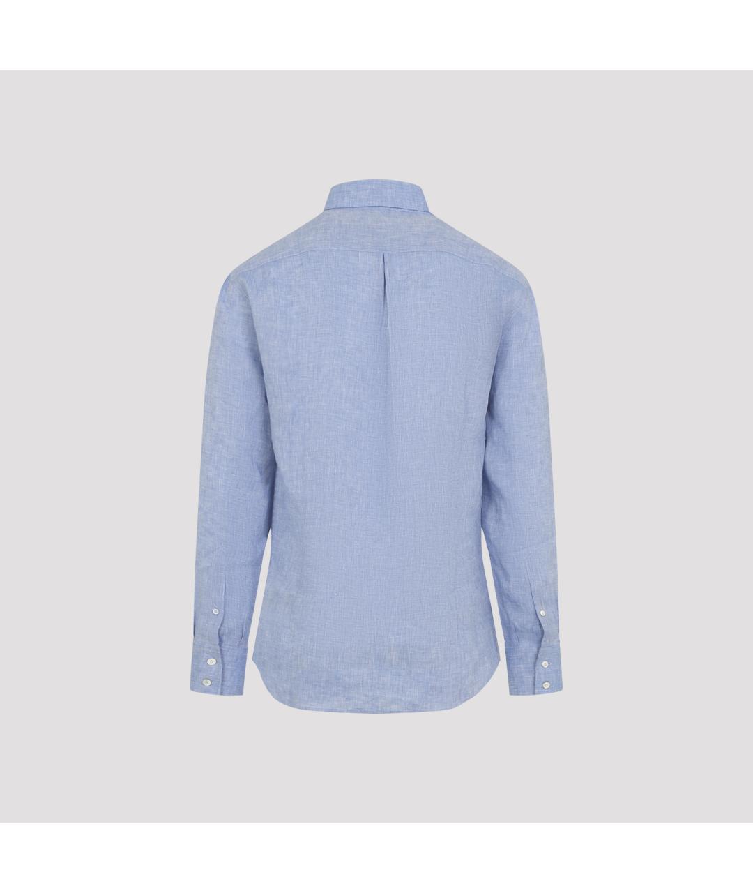 BRUNELLO CUCINELLI Синяя льняная кэжуал рубашка, фото 3