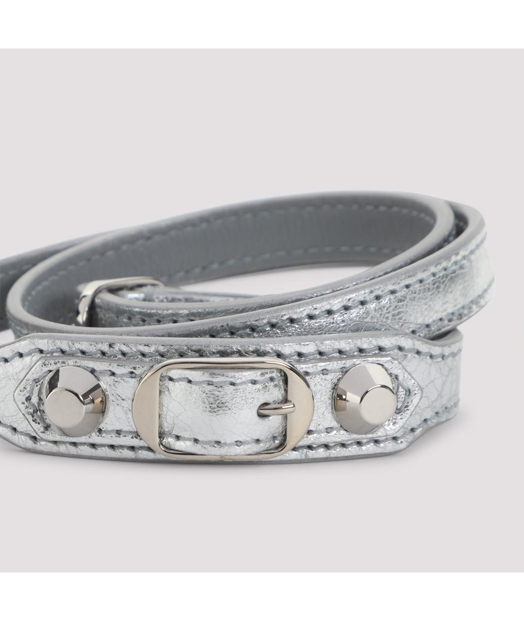 BALENCIAGA Серебрянный кожаный браслет, фото 3