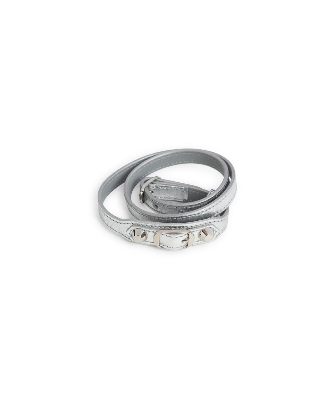BALENCIAGA Серебрянный кожаный браслет, фото 1
